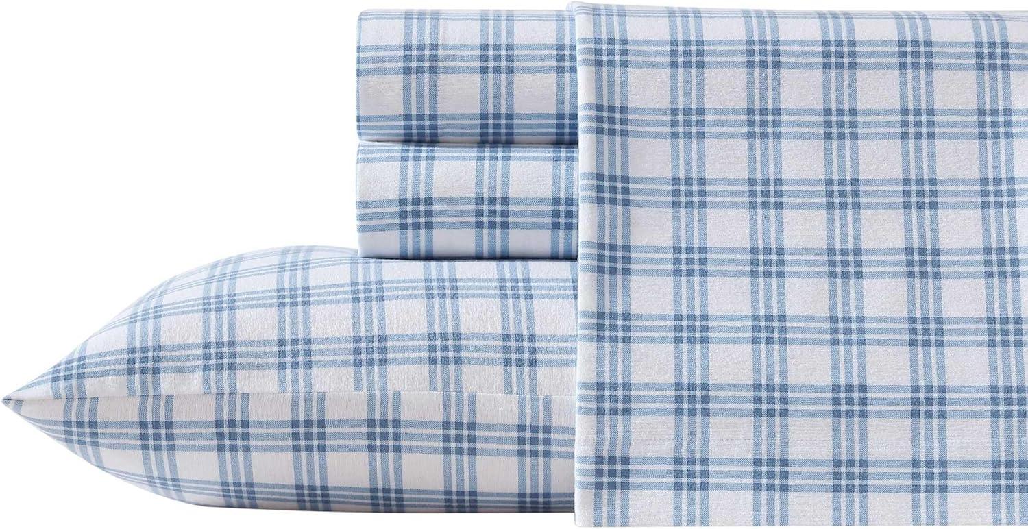 imageEddie Bauer Twin Sheets Cotton Flannel Bedding Set Brushed For Extra Softness Cozy Home Decor Montlake Plaid TwinArrowhead Tartan Blue
