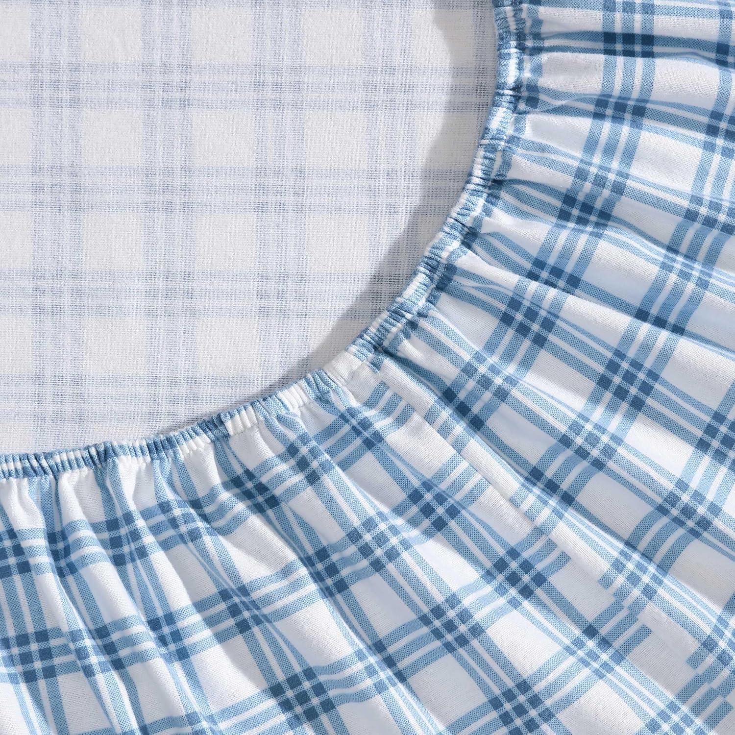 imageEddie Bauer Twin Sheets Cotton Flannel Bedding Set Brushed For Extra Softness Cozy Home Decor Montlake Plaid TwinArrowhead Tartan Blue