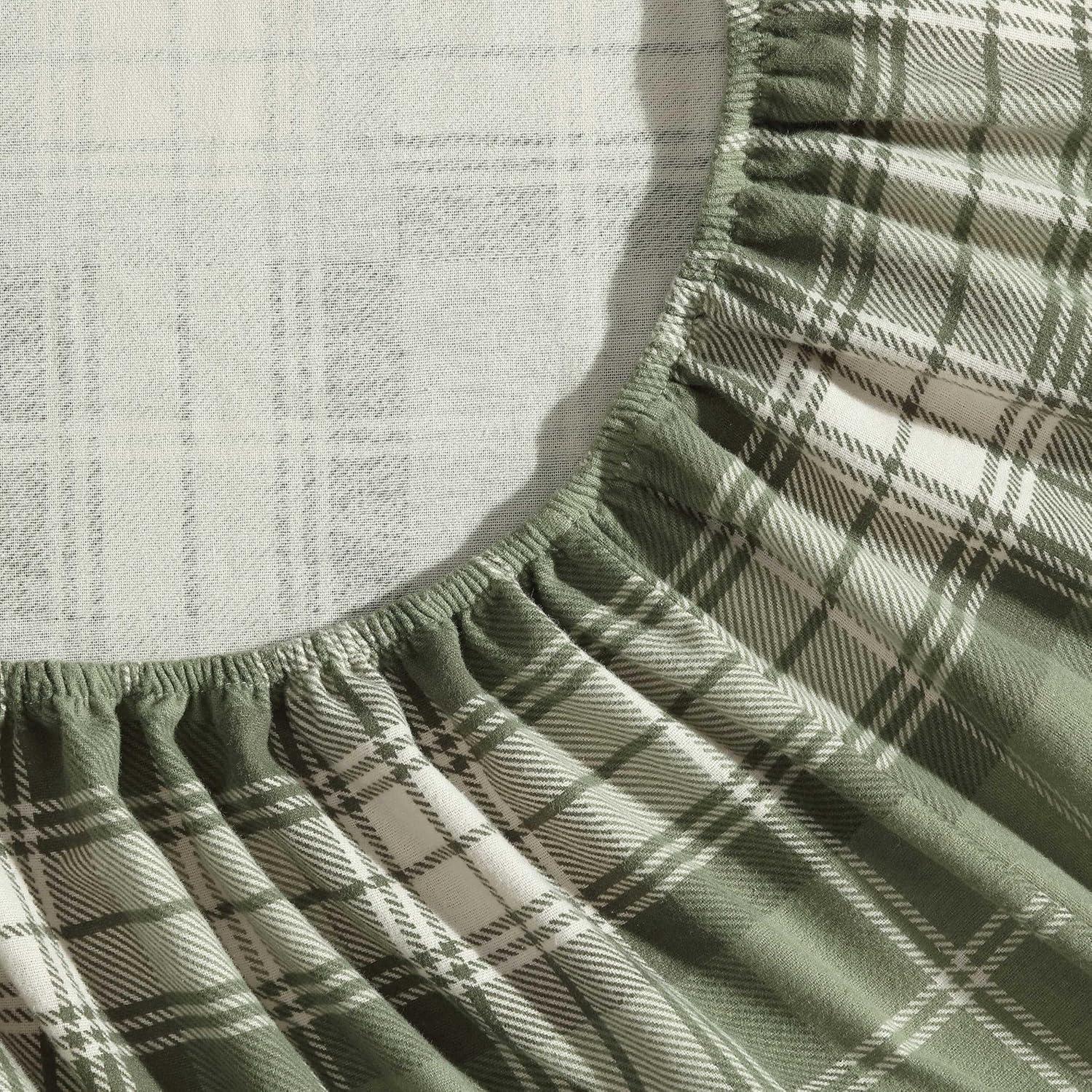 imageEddie Bauer Twin Sheets Cotton Flannel Bedding Set Brushed For Extra Softness Cozy Home Decor Montlake Plaid TwinHeartland Plaid Green