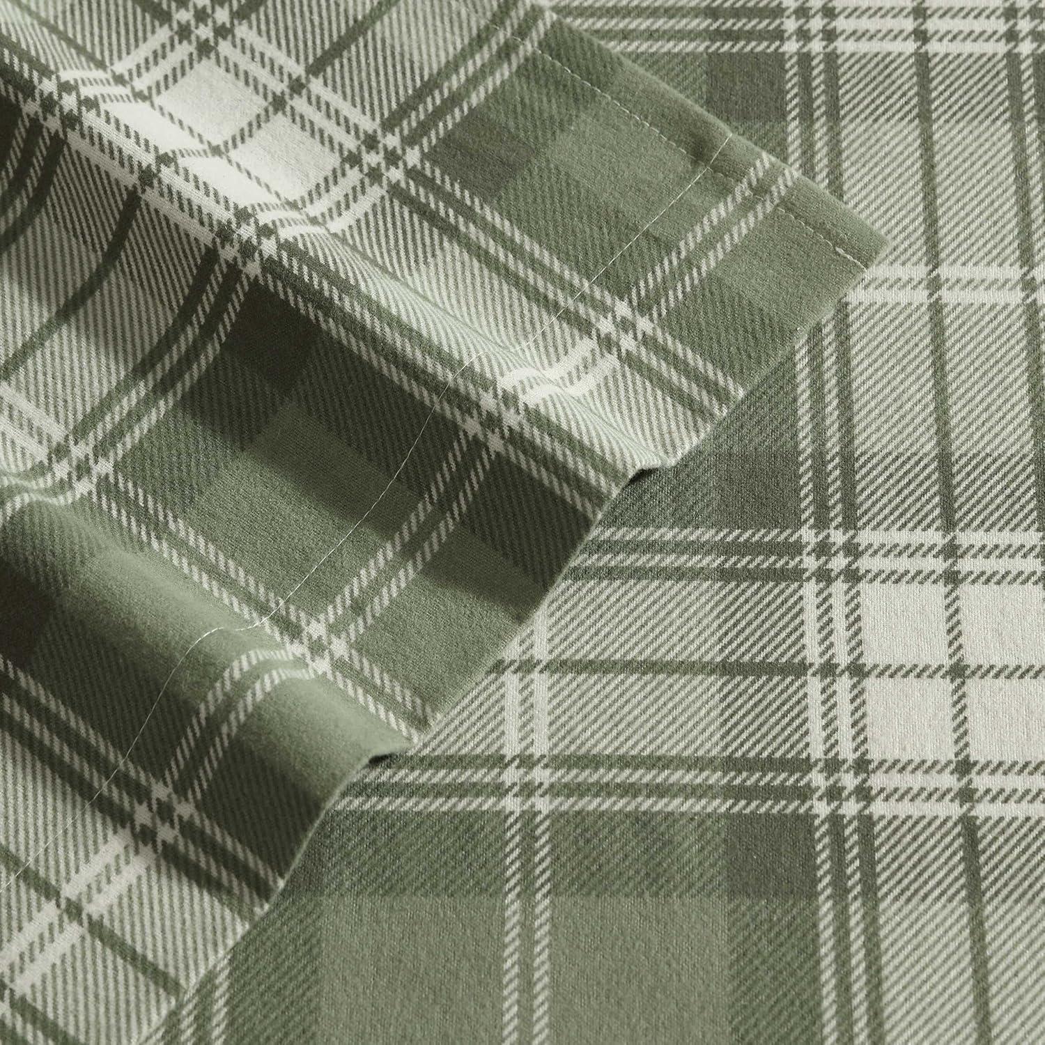 imageEddie Bauer Twin Sheets Cotton Flannel Bedding Set Brushed For Extra Softness Cozy Home Decor Montlake Plaid TwinHeartland Plaid Green