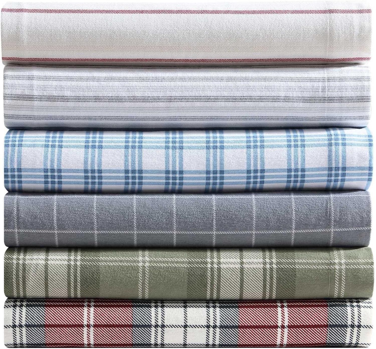 imageEddie Bauer Twin Sheets Cotton Flannel Bedding Set Brushed For Extra Softness Cozy Home Decor Montlake Plaid TwinHeartland Plaid Red