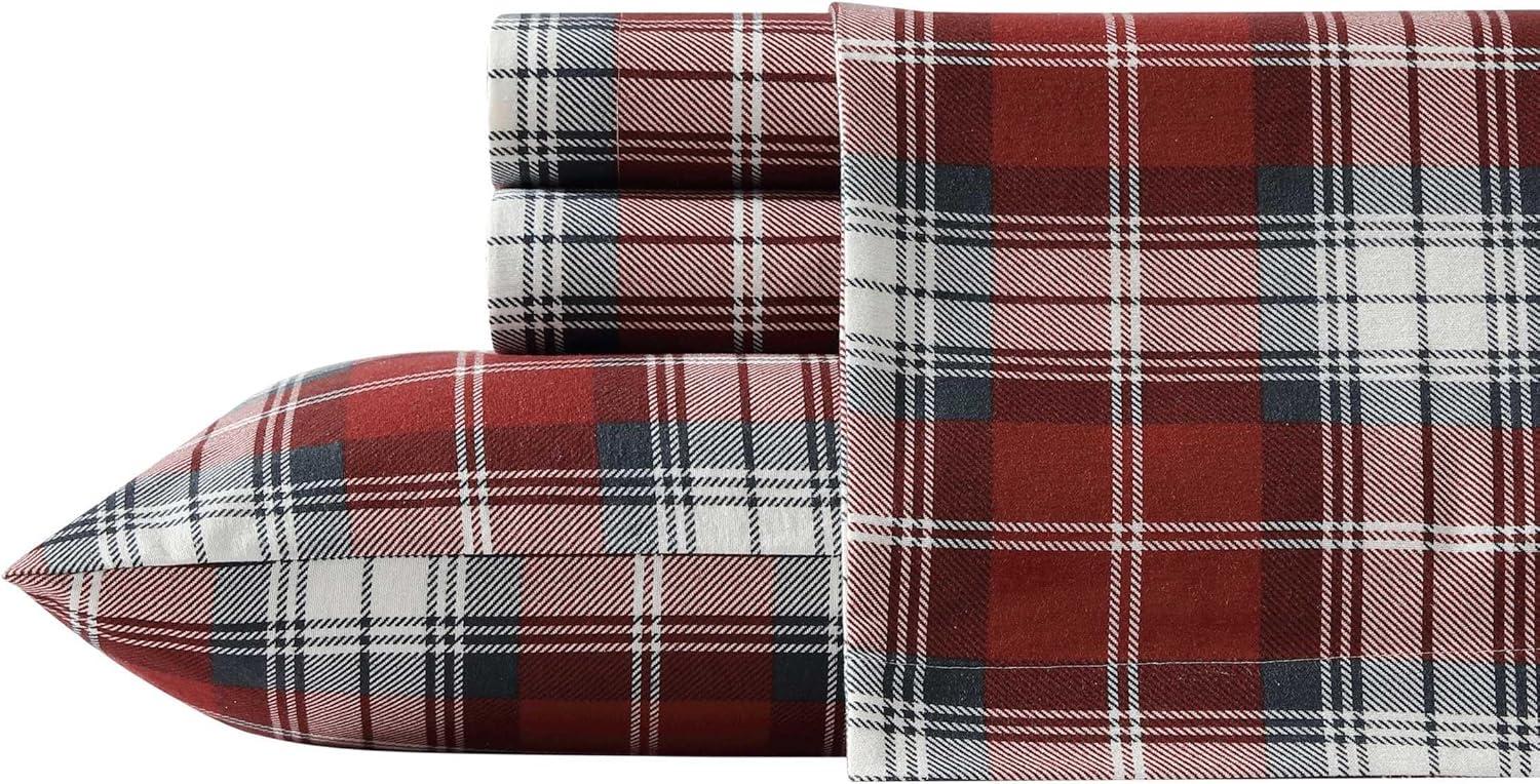 imageEddie Bauer Twin Sheets Cotton Flannel Bedding Set Brushed For Extra Softness Cozy Home Decor Montlake Plaid TwinHeartland Plaid Red