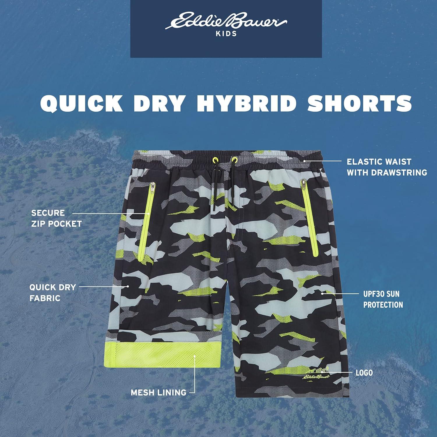 imageEddie Bauer Boys Active Shorts Quick Dry Athletic Shorts Hybrid Mesh Performance Shorts for Boys 216Black Camo