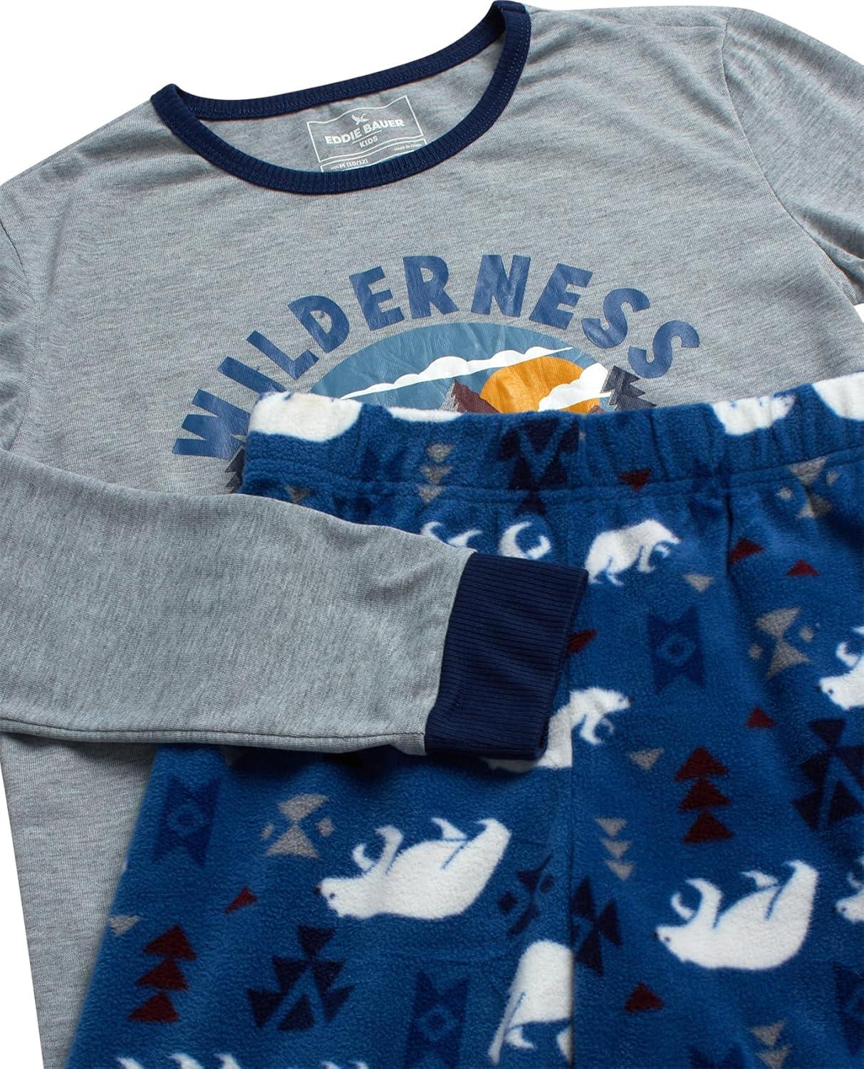 imageEddie Bauer Boys Pajama Set 4 Piece Matching Fleece Graphic Pajama Tops and Pajama Pants for Boys Sizes XSLMaroon