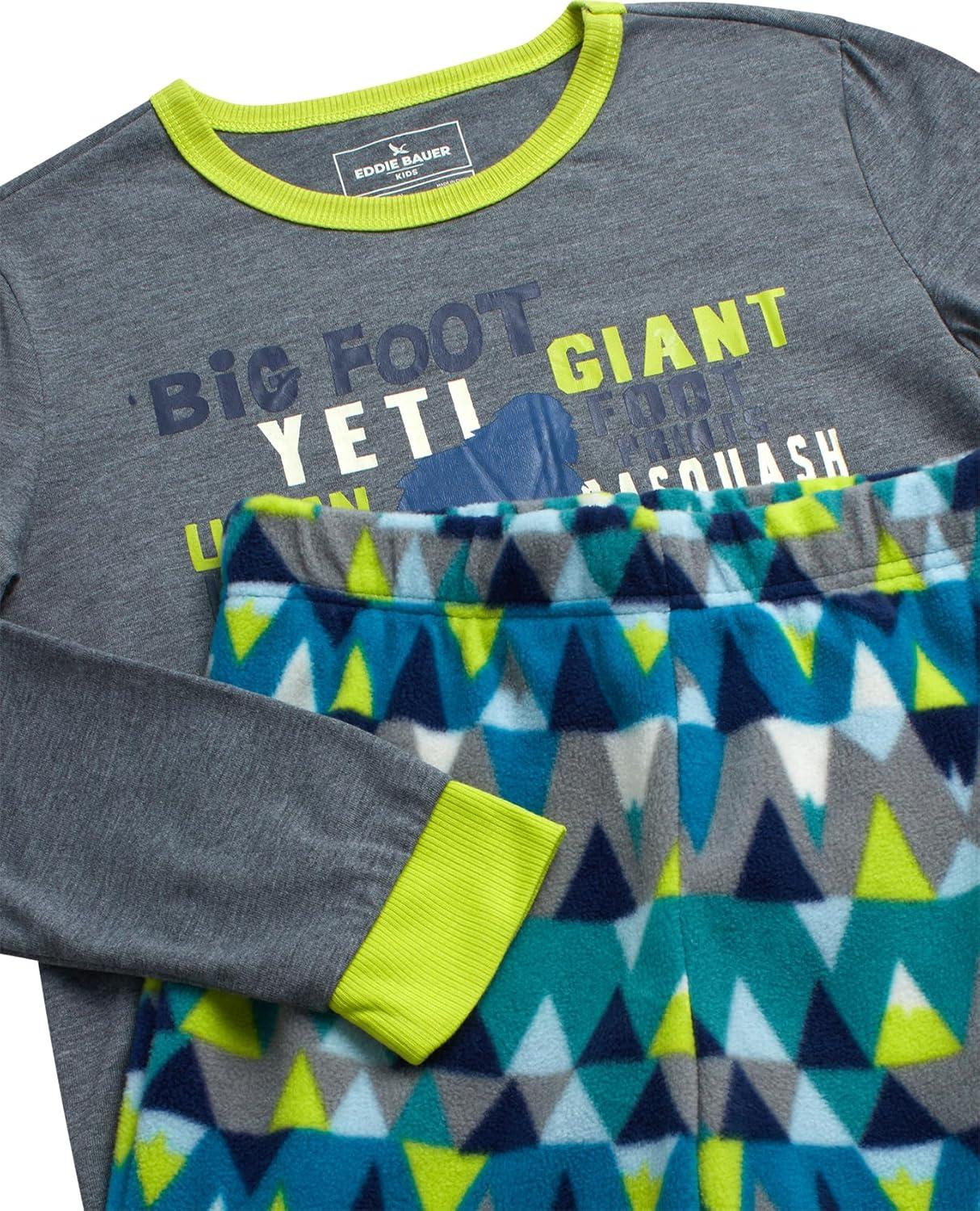 imageEddie Bauer Boys Pajama Set 4 Piece Matching Fleece Graphic Pajama Tops and Pajama Pants for Boys Sizes XSLMeadow Blue