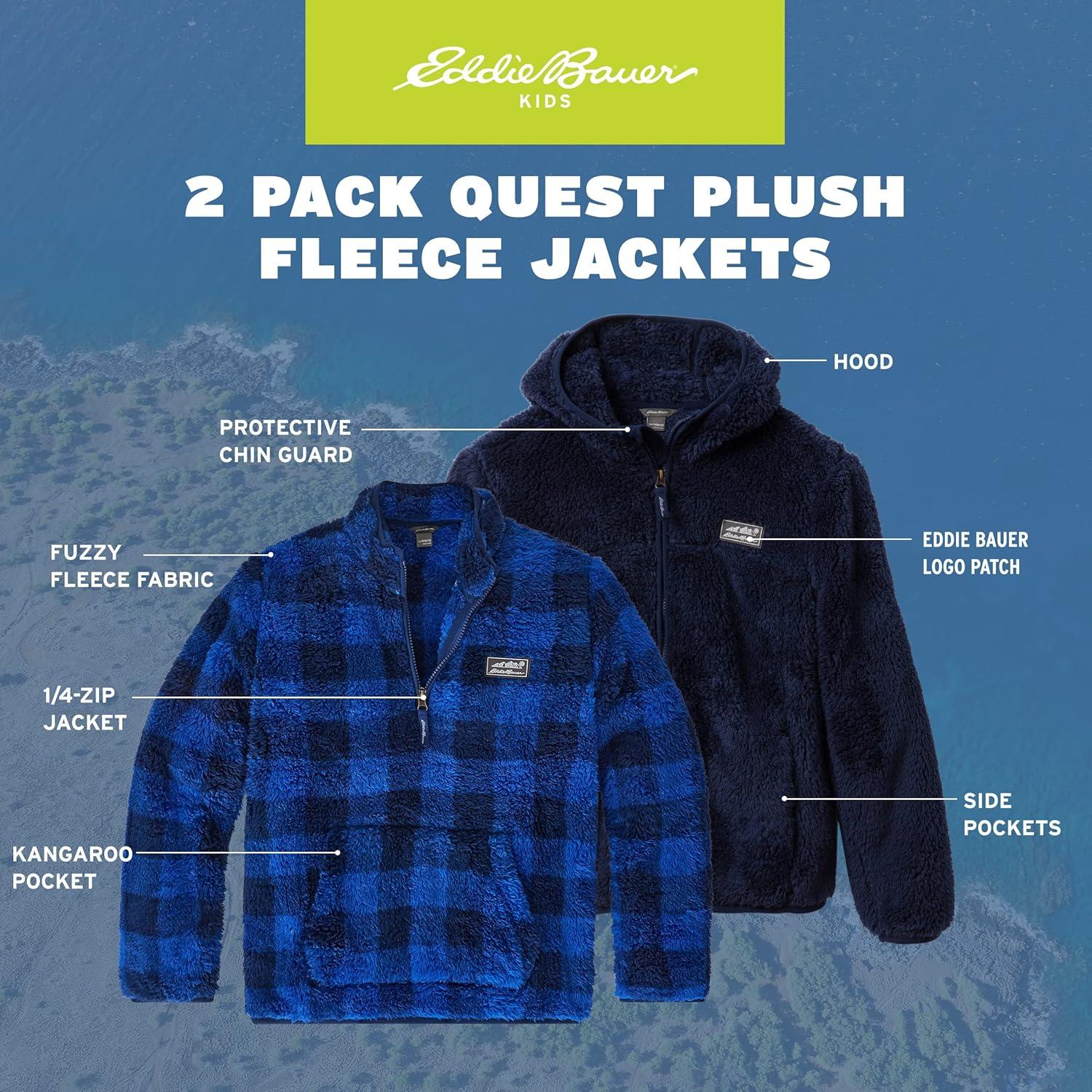 imageEddie Bauer Boys Sweatshirt 2 Pack Hooded Full Zip Hoodie Sweatshirt Quarter Zip Pullover Sweatshirts for Boys 520Navy Blue