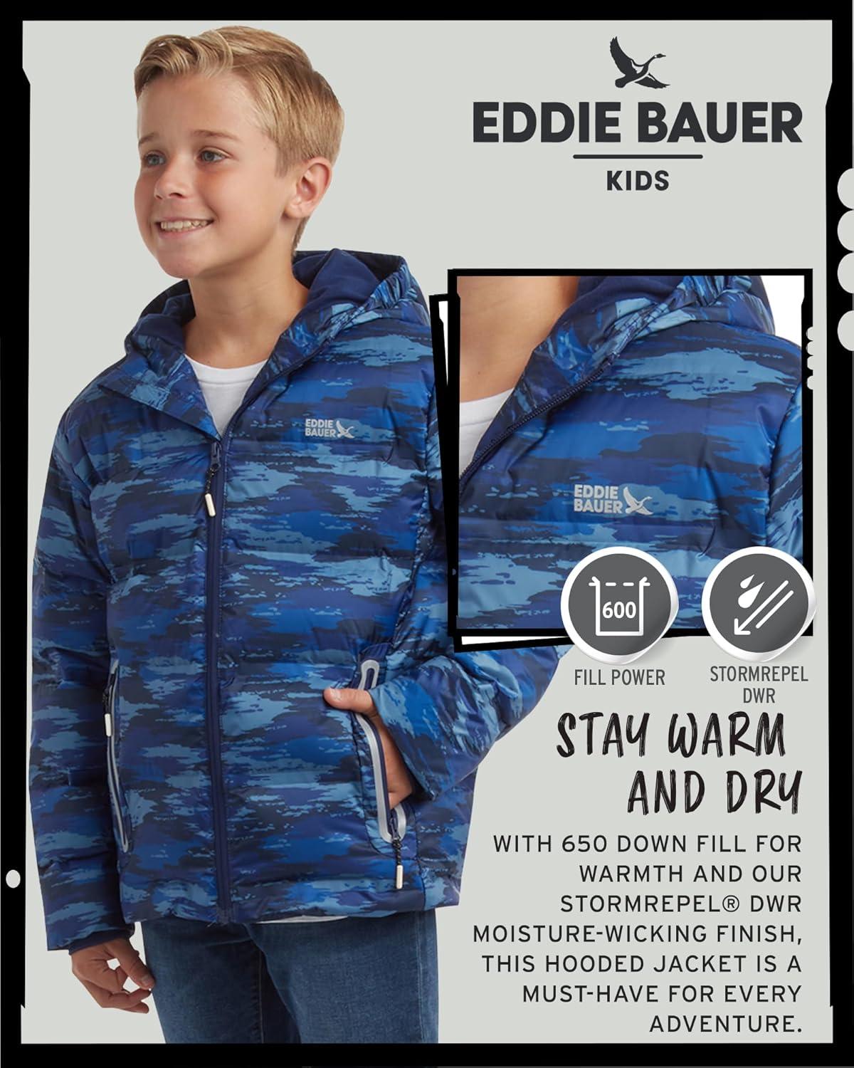 imageEddie Bauer Boys Winter Jacket Heavyweight Quilted Down Jacket Insulated Hooded Outerwear Coat for Boys 516Medieval Blue