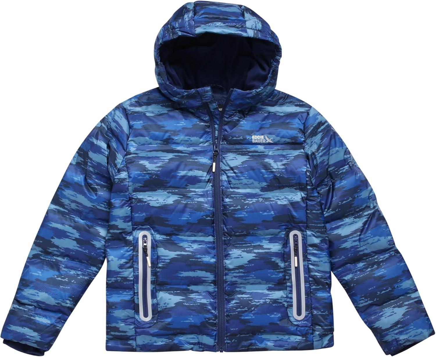 imageEddie Bauer Boys Winter Jacket Heavyweight Quilted Down Jacket Insulated Hooded Outerwear Coat for Boys 516Medieval Blue