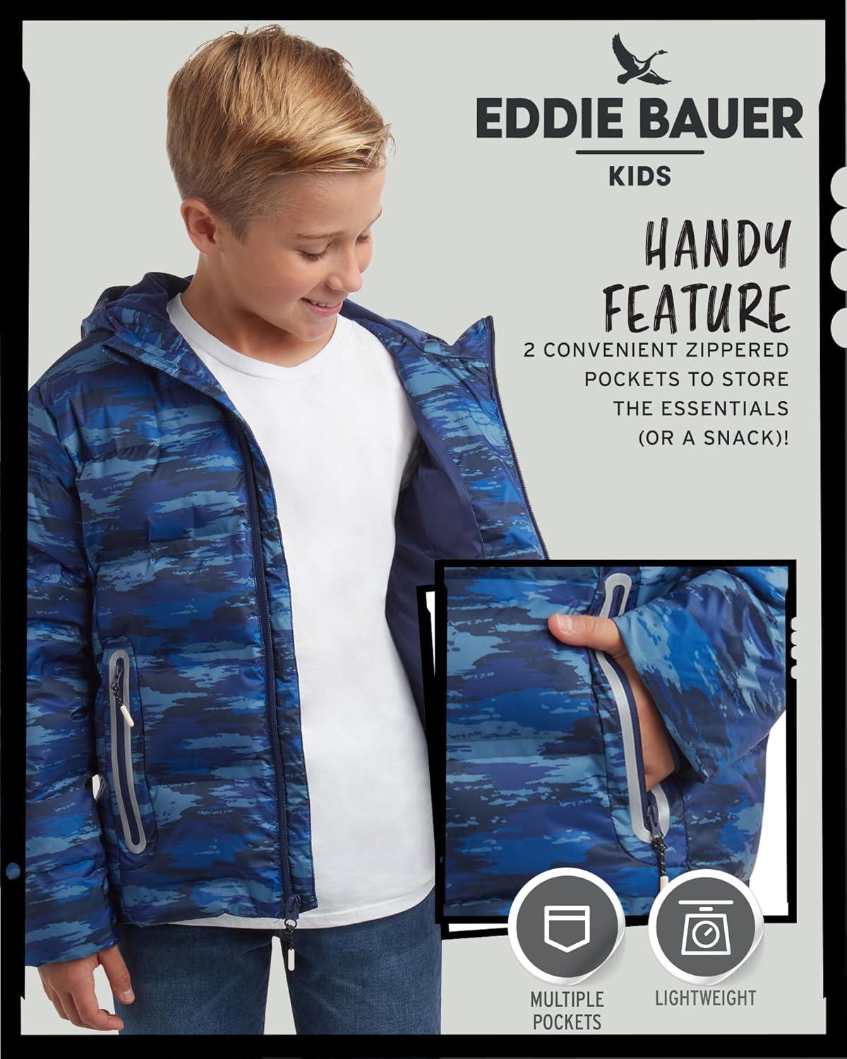imageEddie Bauer Boys Winter Jacket Heavyweight Quilted Down Jacket Insulated Hooded Outerwear Coat for Boys 516Medieval Blue