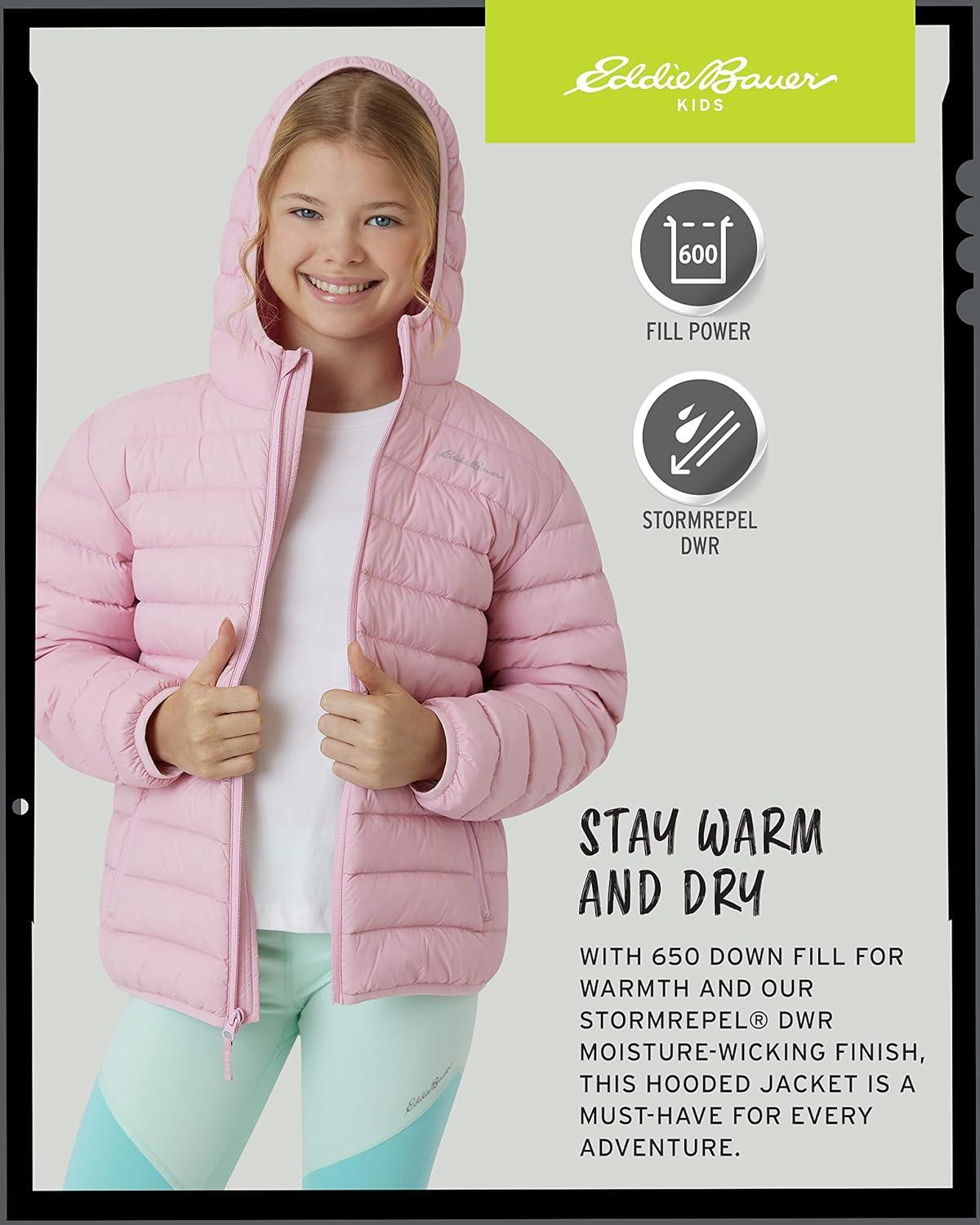 imageEddie Bauer Girls Jacket CirrusLite Weather Resistant Down Coat for Girls Insulated Quilted Bubble Puffer 320Dusty Pink