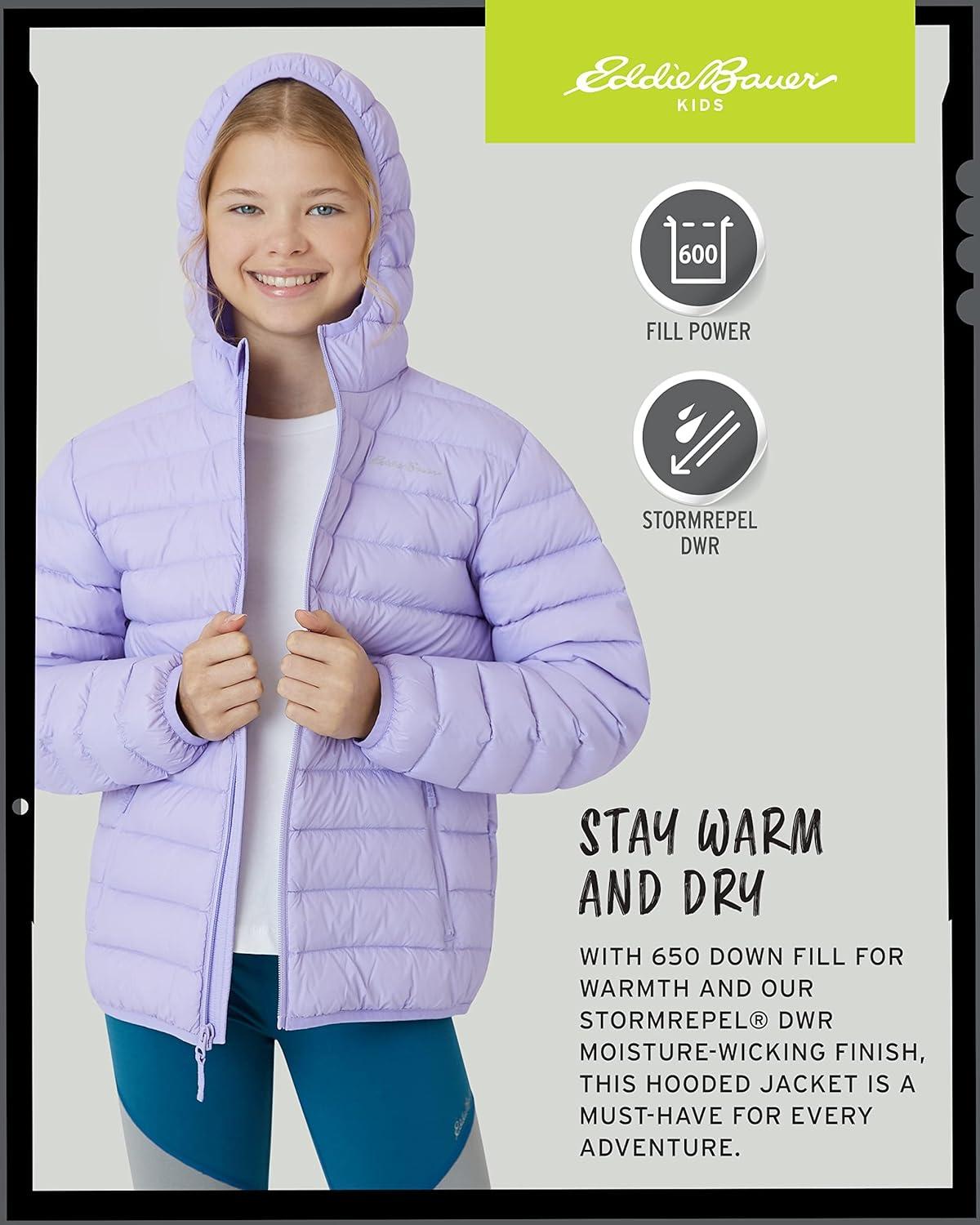 imageEddie Bauer Girls Jacket CirrusLite Weather Resistant Down Coat for Girls Insulated Quilted Bubble Puffer 320Lavender