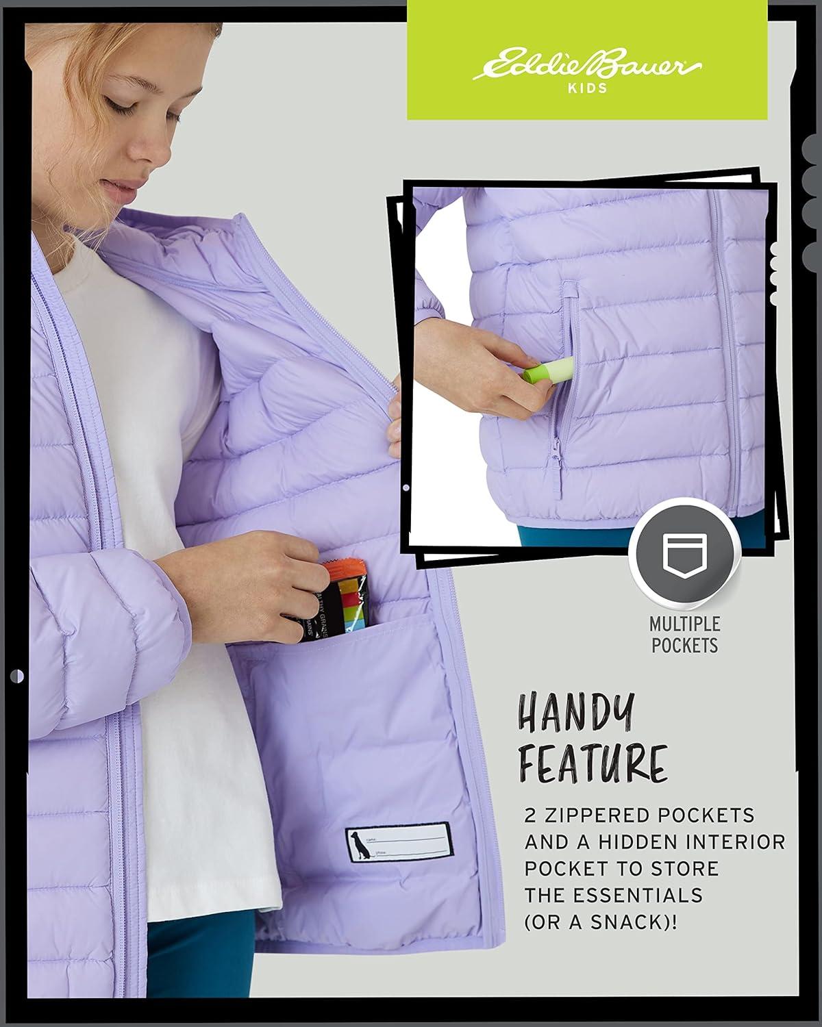 imageEddie Bauer Girls Jacket CirrusLite Weather Resistant Down Coat for Girls Insulated Quilted Bubble Puffer 320Lavender