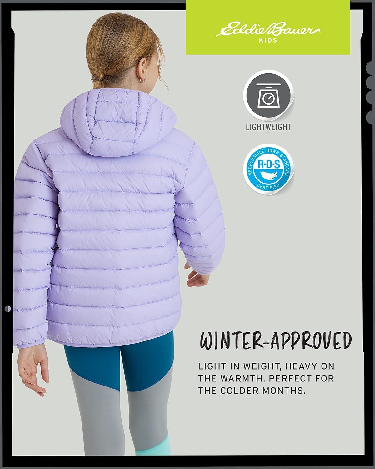 imageEddie Bauer Girls Jacket CirrusLite Weather Resistant Down Coat for Girls Insulated Quilted Bubble Puffer 320Lavender