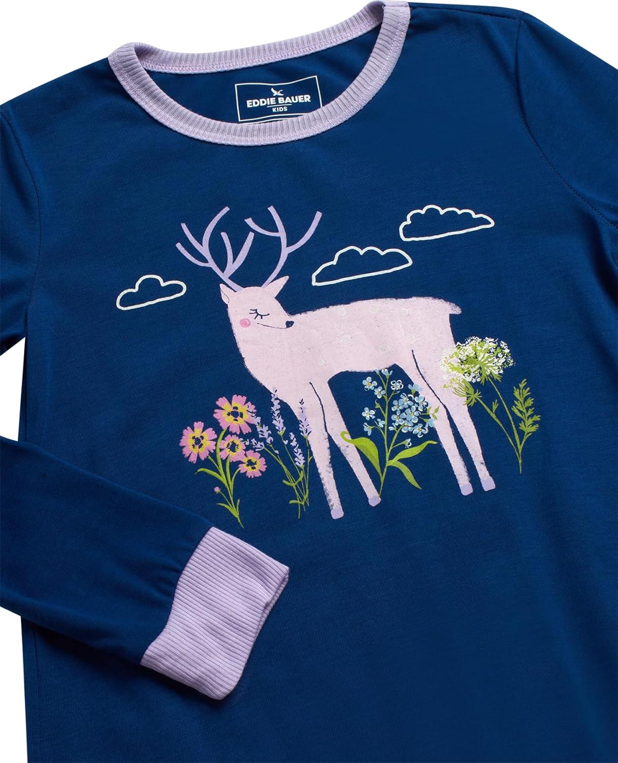 imageEddie Bauer Girls Pajama Set 4 Piece Matching Fleece Graphic Pajama Tops and Pajama Pants for Girls Sizes 514Pastel Lilac