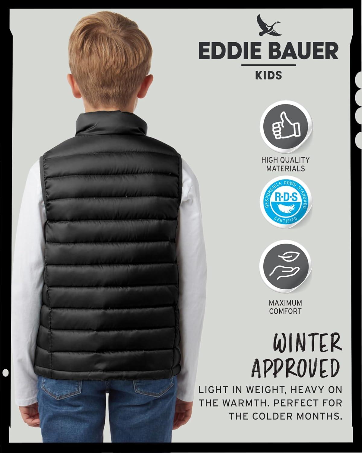 imageEddie Bauer Kids Down Vest CirrusLite Weather Resistant Quilted Bubble Puffer Vest for Boys and Girls 520Black Onyx