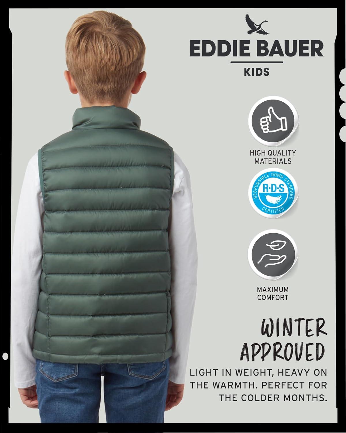imageEddie Bauer Kids Down Vest CirrusLite Weather Resistant Quilted Bubble Puffer Vest for Boys and Girls 520Dark Forest
