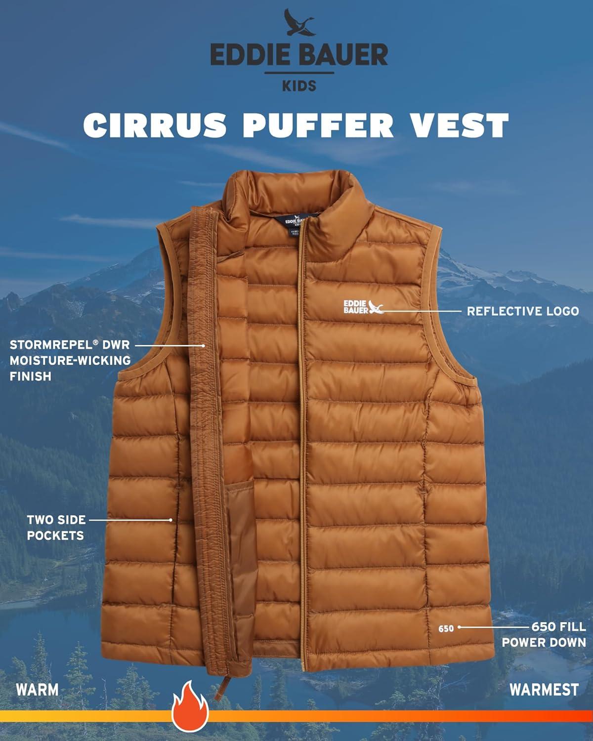 imageEddie Bauer Kids Down Vest CirrusLite Weather Resistant Quilted Bubble Puffer Vest for Boys and Girls 520Medal Bronze