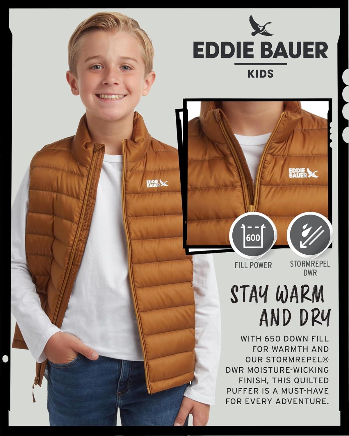imageEddie Bauer Kids Down Vest CirrusLite Weather Resistant Quilted Bubble Puffer Vest for Boys and Girls 520Medal Bronze