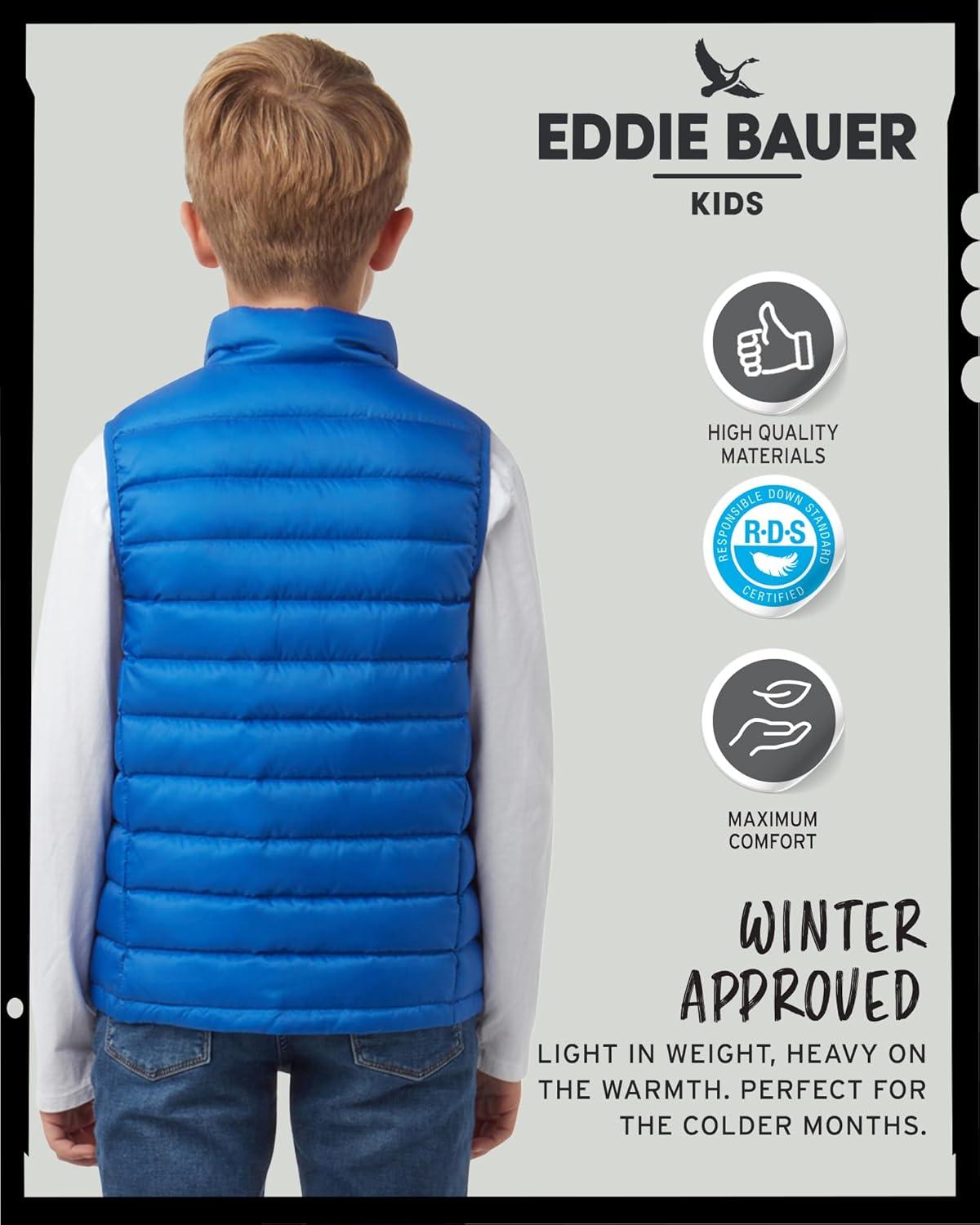 imageEddie Bauer Kids Down Vest CirrusLite Weather Resistant Quilted Bubble Puffer Vest for Boys and Girls 520Nebulas Blue