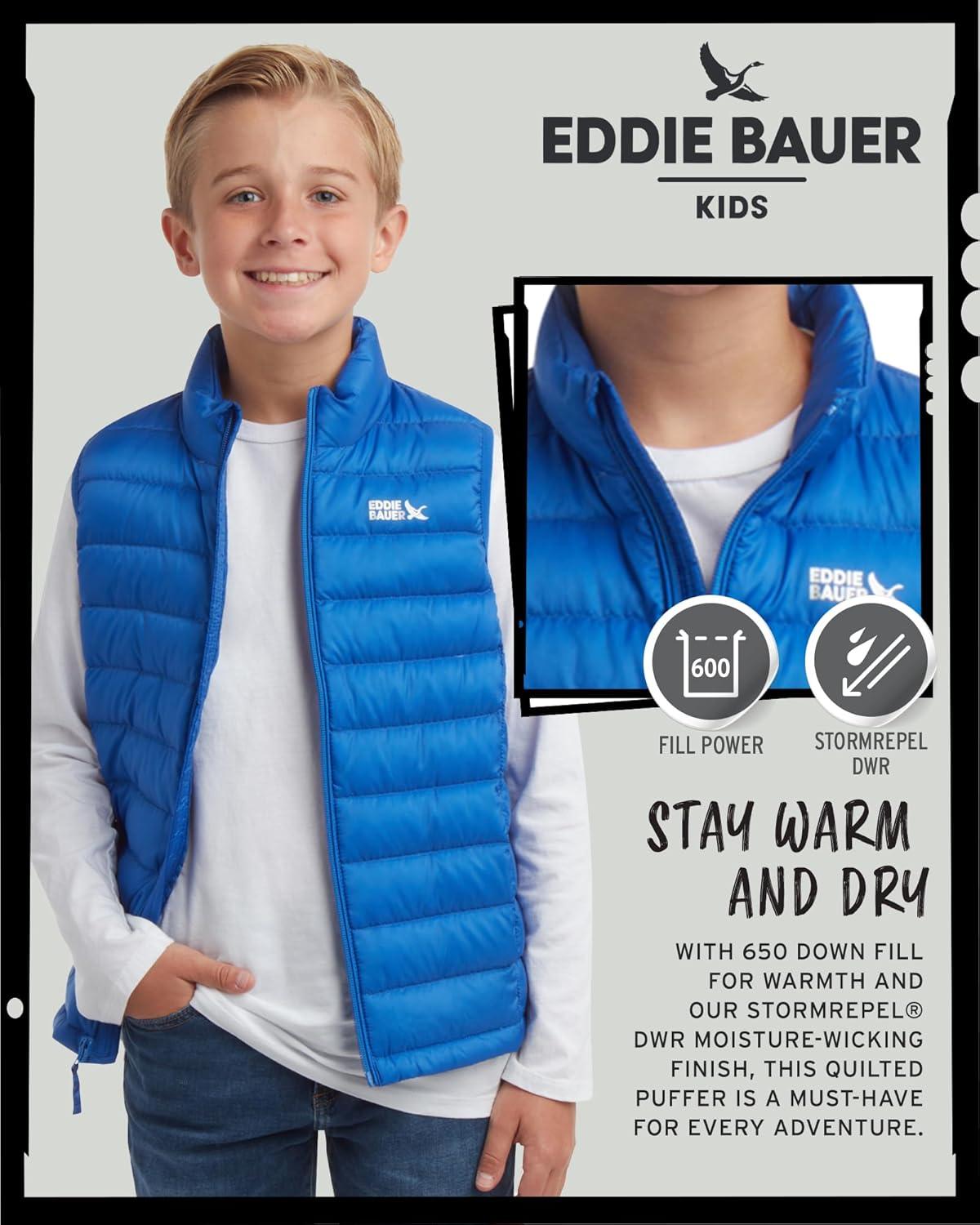 imageEddie Bauer Kids Down Vest CirrusLite Weather Resistant Quilted Bubble Puffer Vest for Boys and Girls 520Nebulas Blue