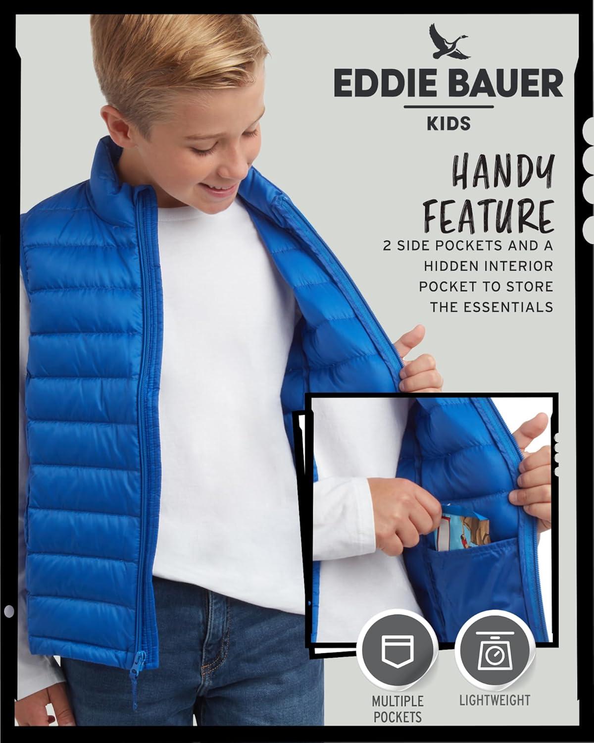 imageEddie Bauer Kids Down Vest CirrusLite Weather Resistant Quilted Bubble Puffer Vest for Boys and Girls 520Nebulas Blue