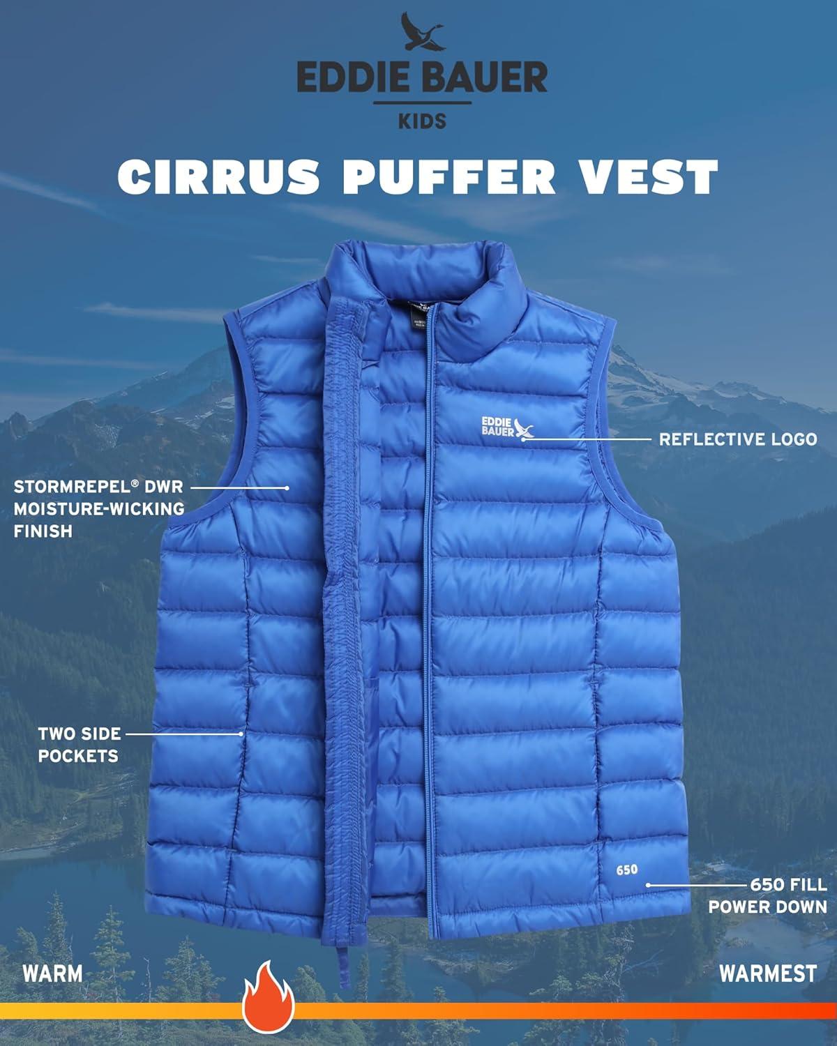 imageEddie Bauer Kids Down Vest CirrusLite Weather Resistant Quilted Bubble Puffer Vest for Boys and Girls 520Nebulas Blue