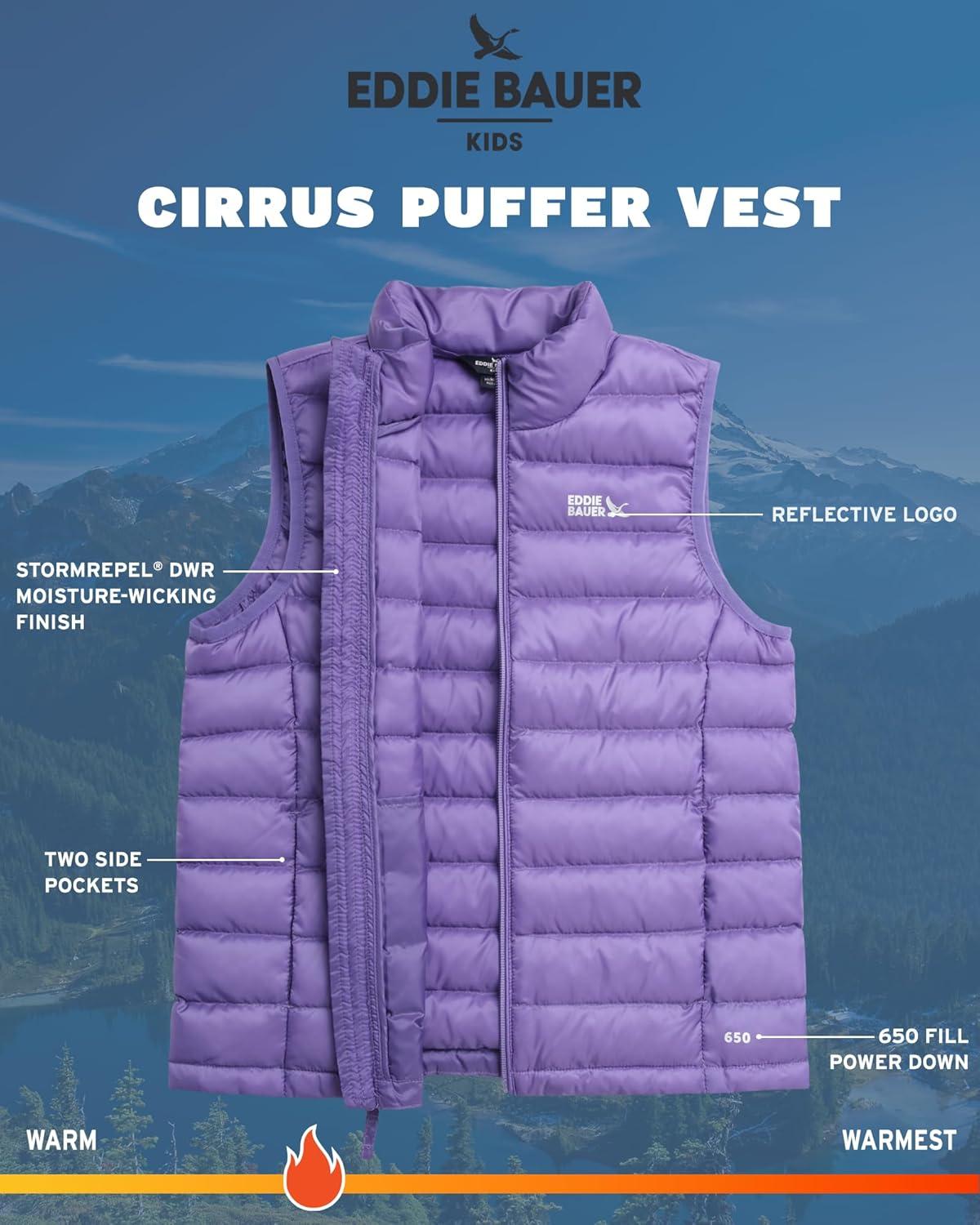 imageEddie Bauer Kids Down Vest CirrusLite Weather Resistant Quilted Bubble Puffer Vest for Boys and Girls 520Veronica