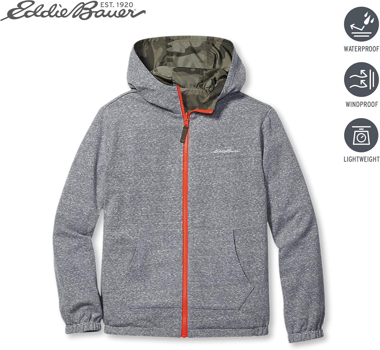 imageEddie Bauer Kids Rain Jacket 2 Pack Reversible Girls and Boys Windbreaker Jacket with Hood Waterproof Raincoat for KidsCamo