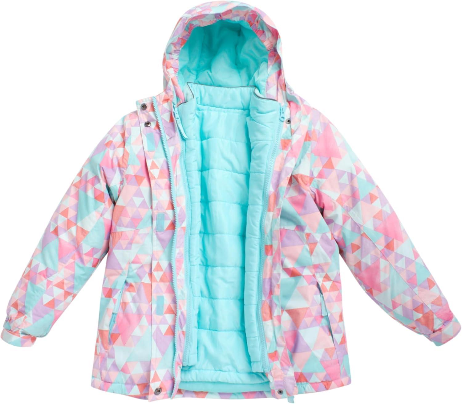 imageEddie Bauer Kids Ski Jacket Waterproof 3 in 1 Insulated Coat with Removable Shell Jacket for Boys and Girls 316Dusty Pink