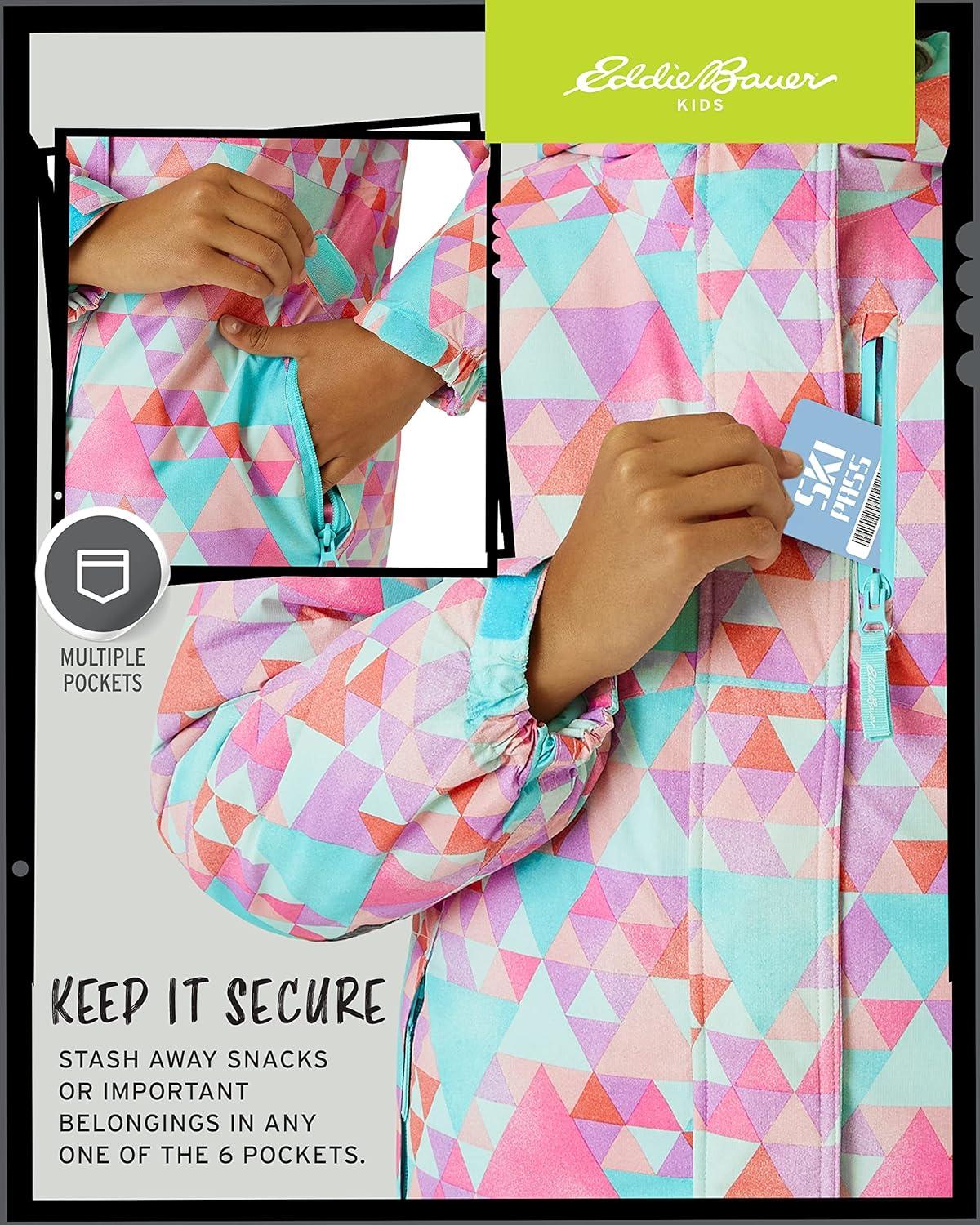 imageEddie Bauer Kids Ski Jacket Waterproof 3 in 1 Insulated Coat with Removable Shell Jacket for Boys and Girls 316Dusty Pink