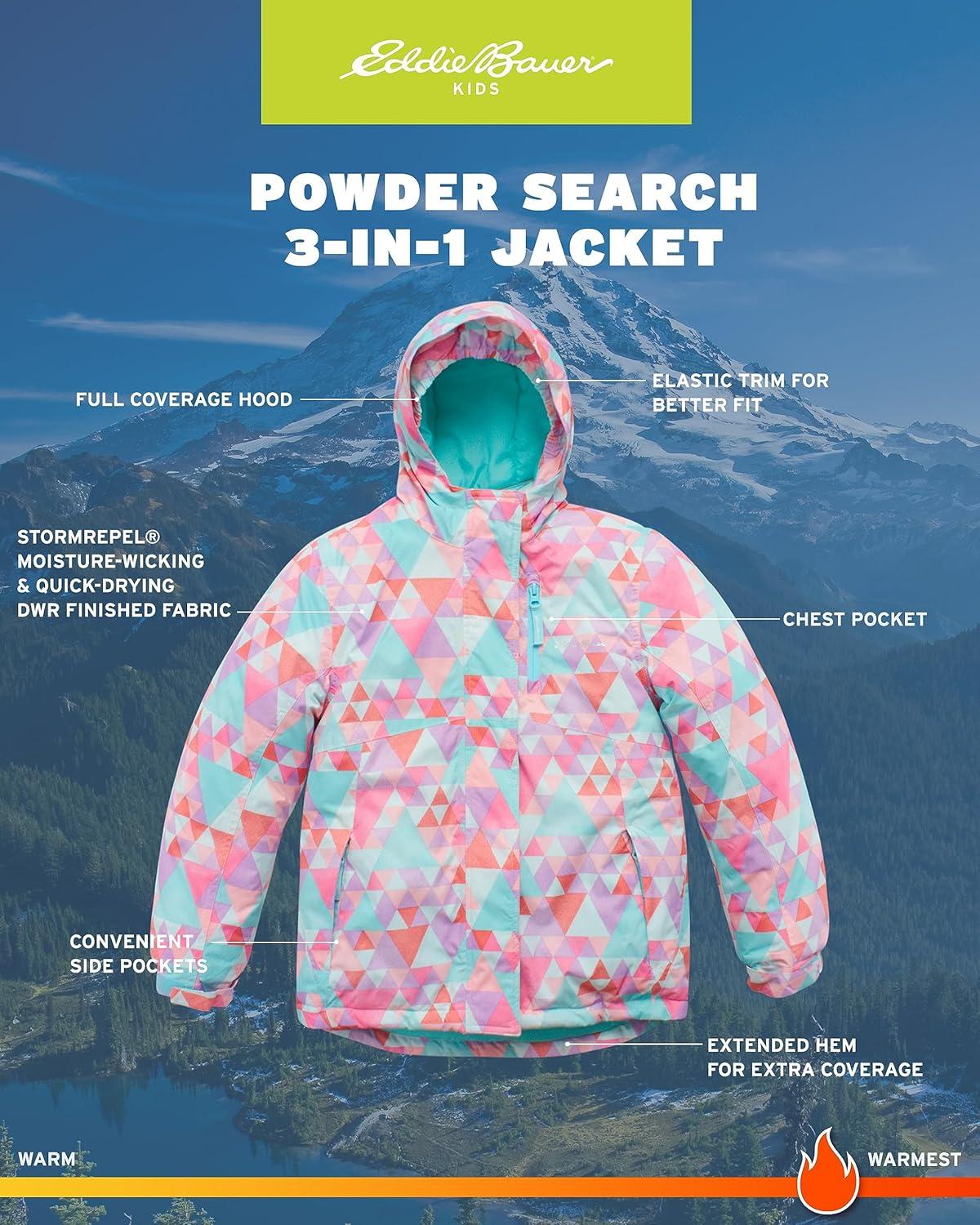 imageEddie Bauer Kids Ski Jacket Waterproof 3 in 1 Insulated Coat with Removable Shell Jacket for Boys and Girls 316Dusty Pink