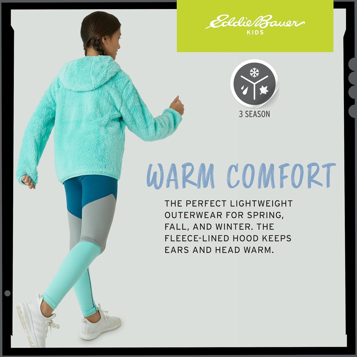 imageEddie Bauer Kids Zip Up Kids Full Zip Ultra Soft Sherpa Fleece Hoodie Sweatshirt for Boys and Girls 520Aqua