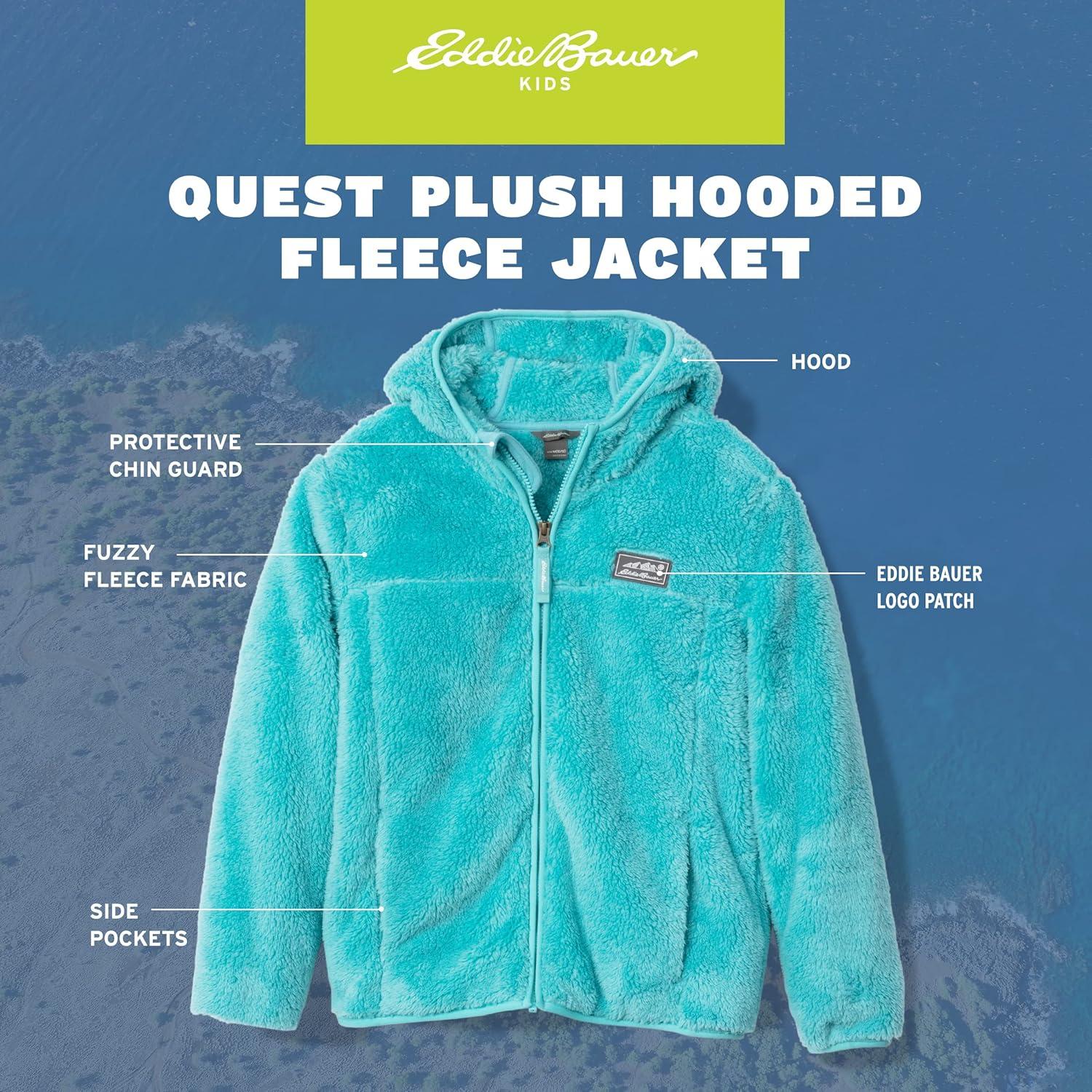 imageEddie Bauer Kids Zip Up Kids Full Zip Ultra Soft Sherpa Fleece Hoodie Sweatshirt for Boys and Girls 520Aqua