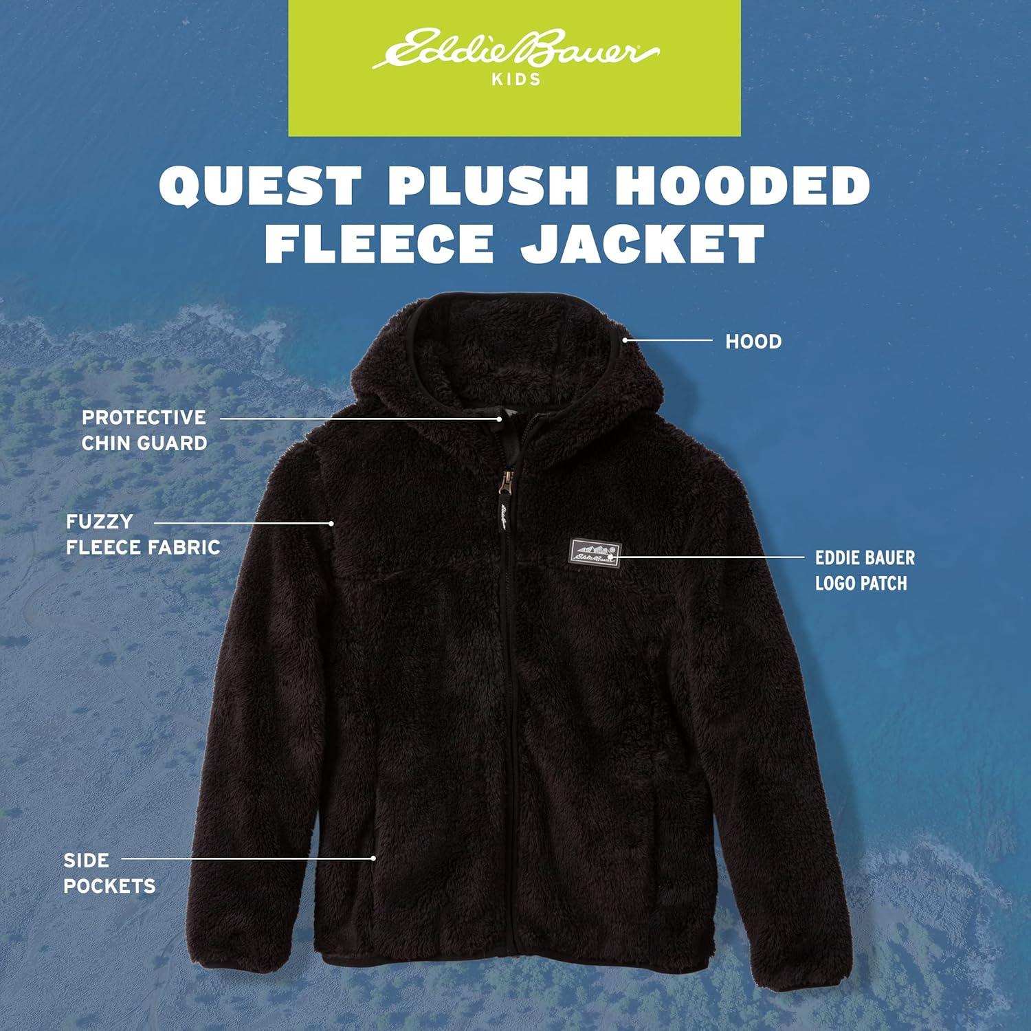 imageEddie Bauer Kids Zip Up Kids Full Zip Ultra Soft Sherpa Fleece Hoodie Sweatshirt for Boys and Girls 520Black