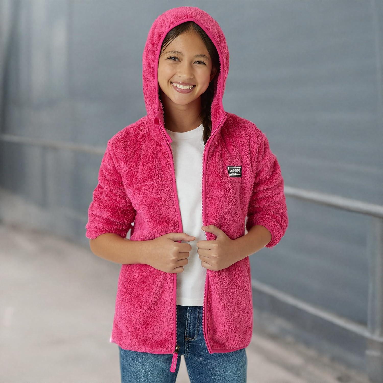imageEddie Bauer Kids Zip Up Kids Full Zip Ultra Soft Sherpa Fleece Hoodie Sweatshirt for Boys and Girls 520Camelia Rose