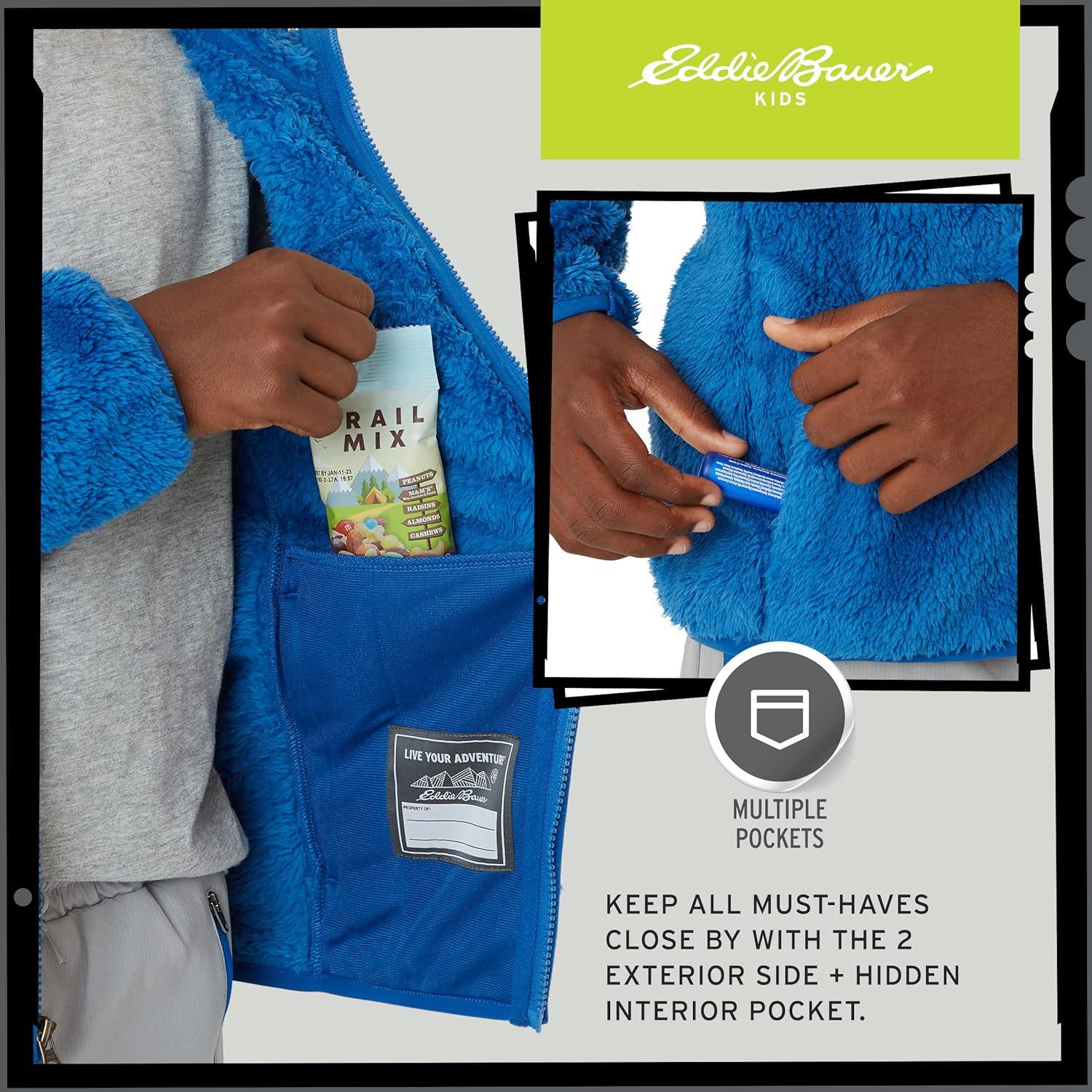 imageEddie Bauer Kids Zip Up Kids Full Zip Ultra Soft Sherpa Fleece Hoodie Sweatshirt for Boys and Girls 520Classic Blue