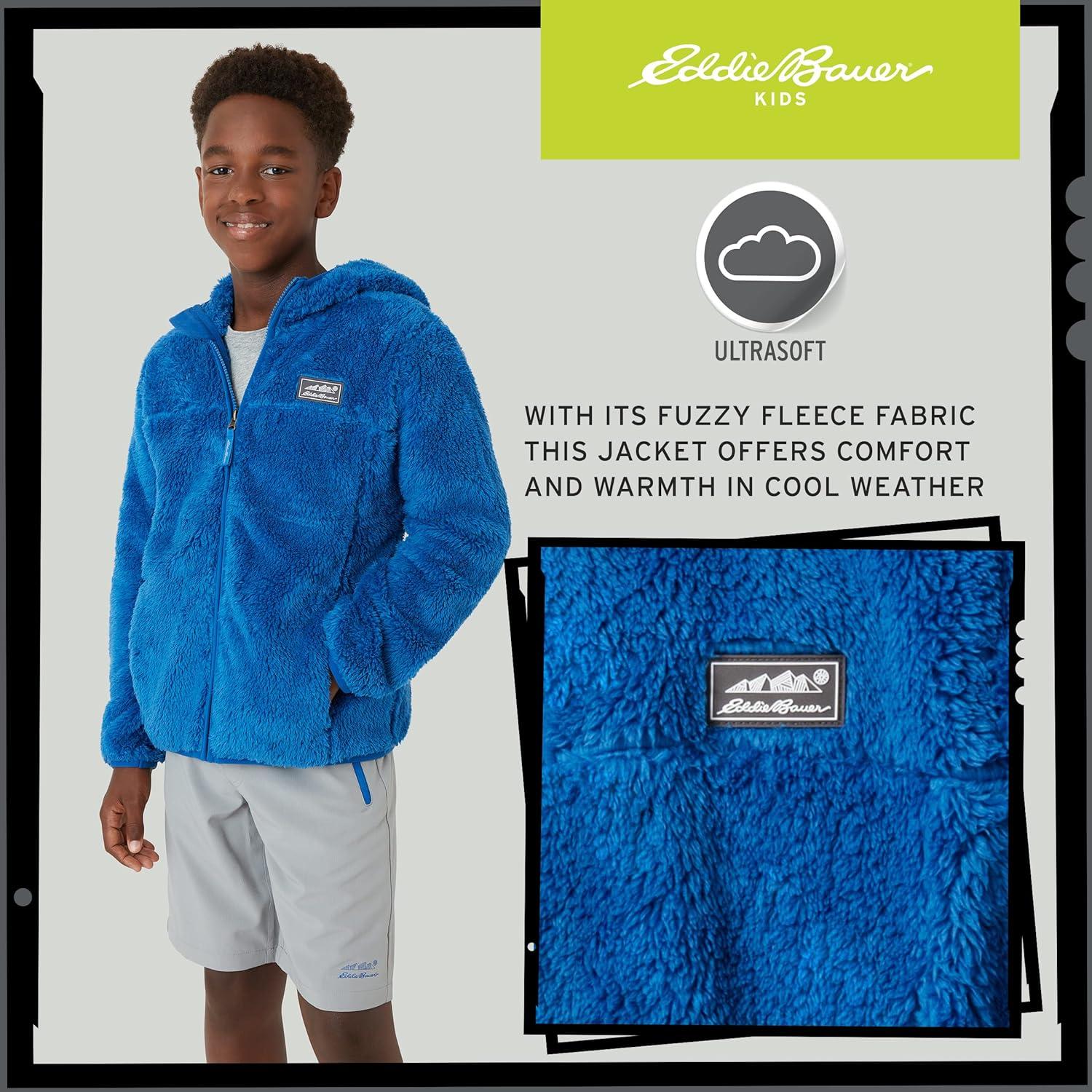 imageEddie Bauer Kids Zip Up Kids Full Zip Ultra Soft Sherpa Fleece Hoodie Sweatshirt for Boys and Girls 520Classic Blue
