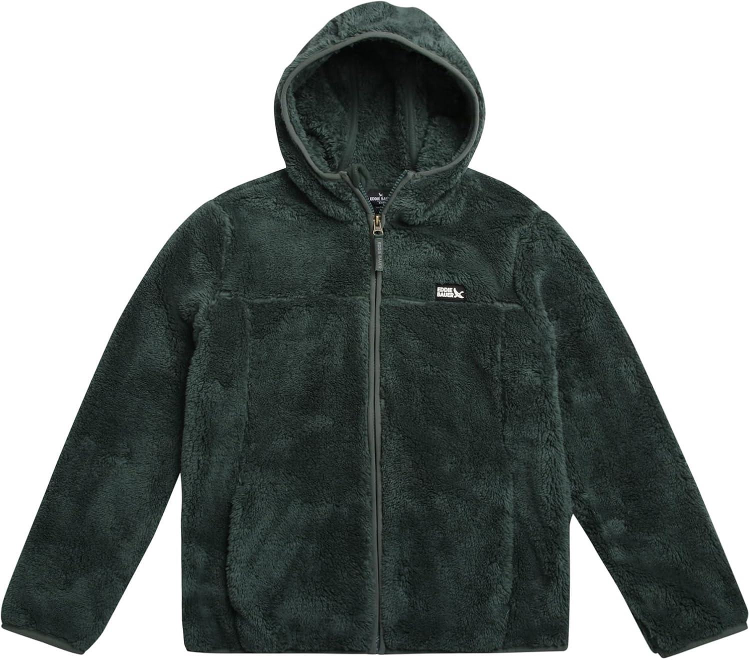 imageEddie Bauer Kids Zip Up Kids Full Zip Ultra Soft Sherpa Fleece Hoodie Sweatshirt for Boys and Girls 520Dark Forest