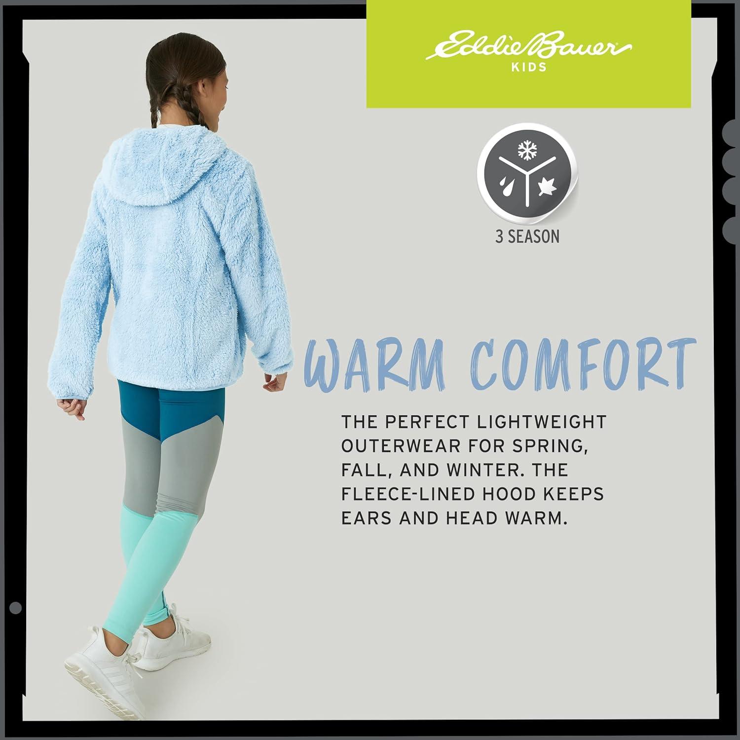 imageEddie Bauer Kids Zip Up Kids Full Zip Ultra Soft Sherpa Fleece Hoodie Sweatshirt for Boys and Girls 520Dream Blue