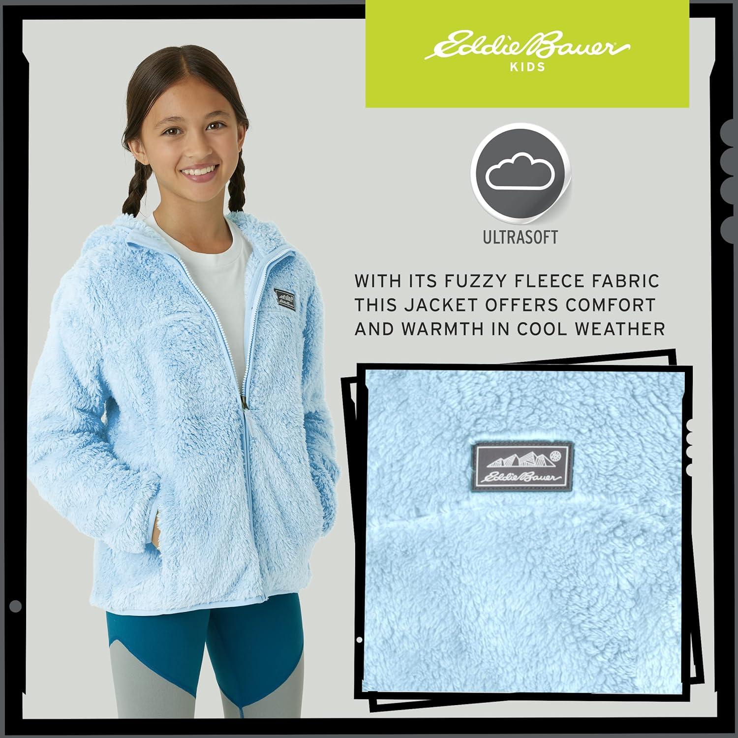 imageEddie Bauer Kids Zip Up Kids Full Zip Ultra Soft Sherpa Fleece Hoodie Sweatshirt for Boys and Girls 520Dream Blue