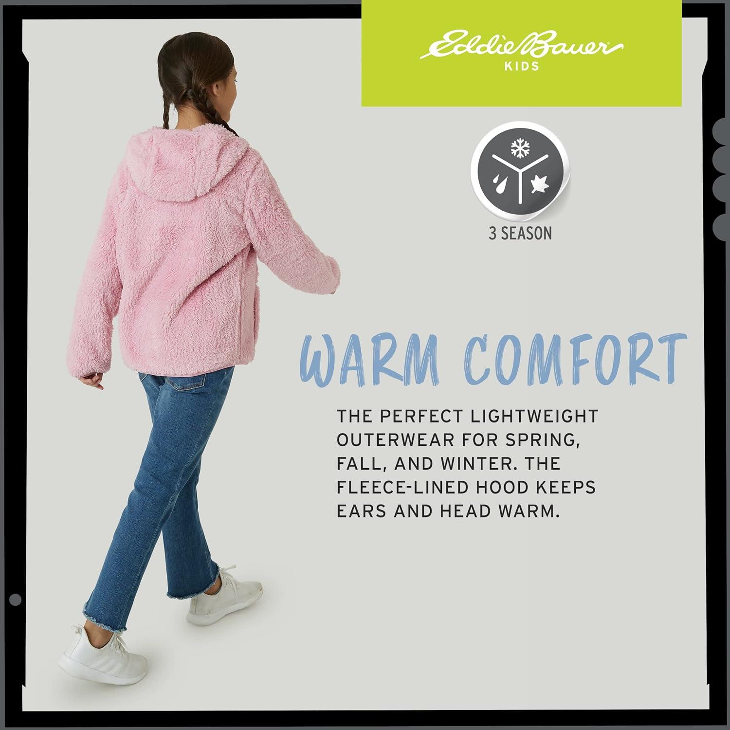 imageEddie Bauer Kids Zip Up Kids Full Zip Ultra Soft Sherpa Fleece Hoodie Sweatshirt for Boys and Girls 520Dusty Pink
