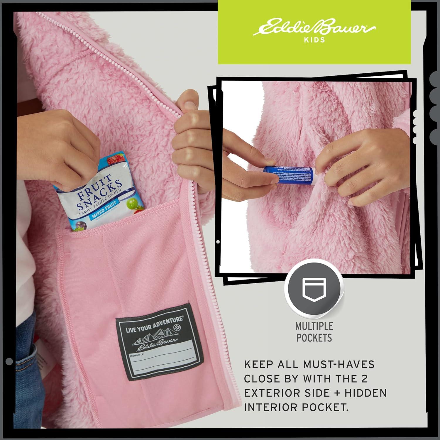 imageEddie Bauer Kids Zip Up Kids Full Zip Ultra Soft Sherpa Fleece Hoodie Sweatshirt for Boys and Girls 520Dusty Pink