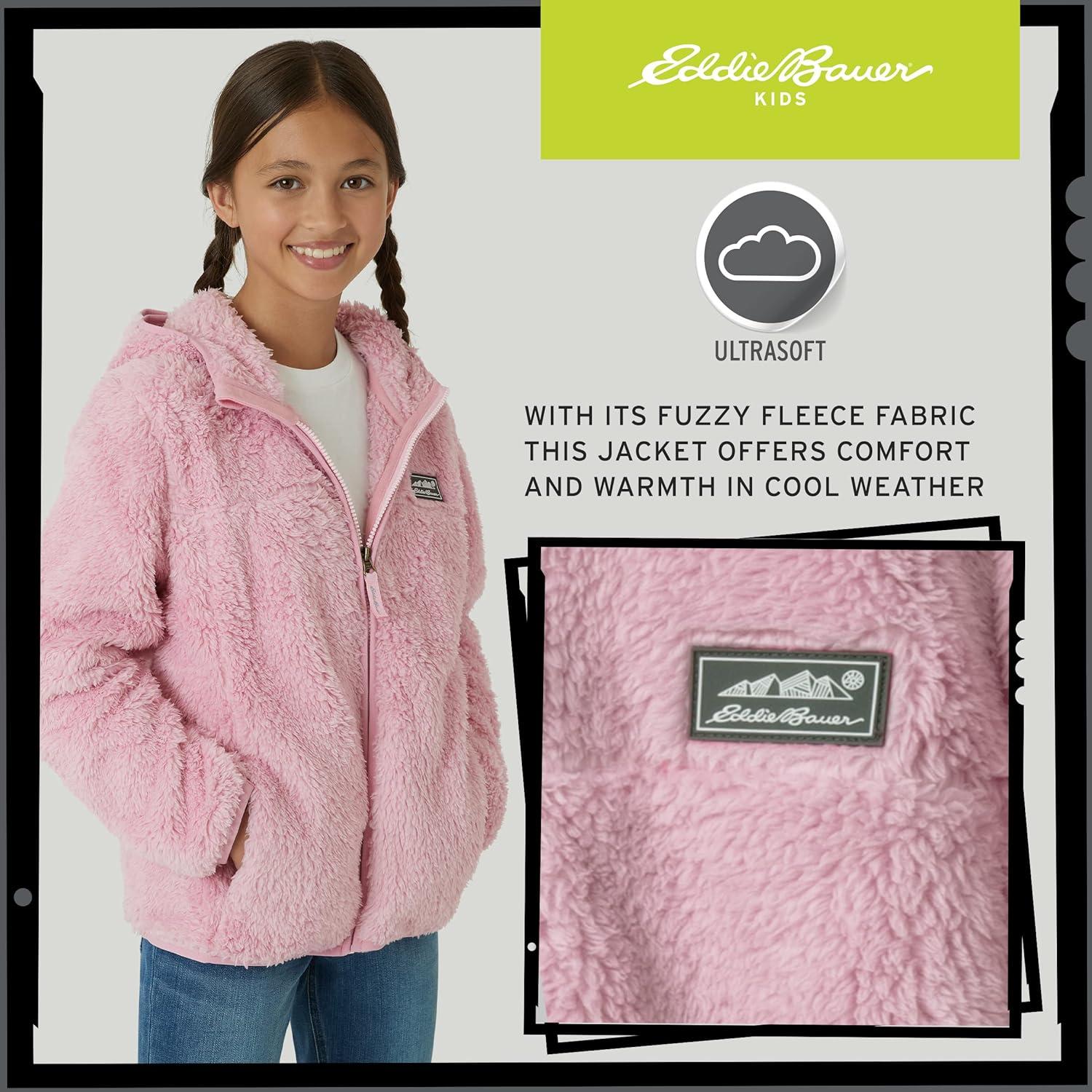 imageEddie Bauer Kids Zip Up Kids Full Zip Ultra Soft Sherpa Fleece Hoodie Sweatshirt for Boys and Girls 520Dusty Pink