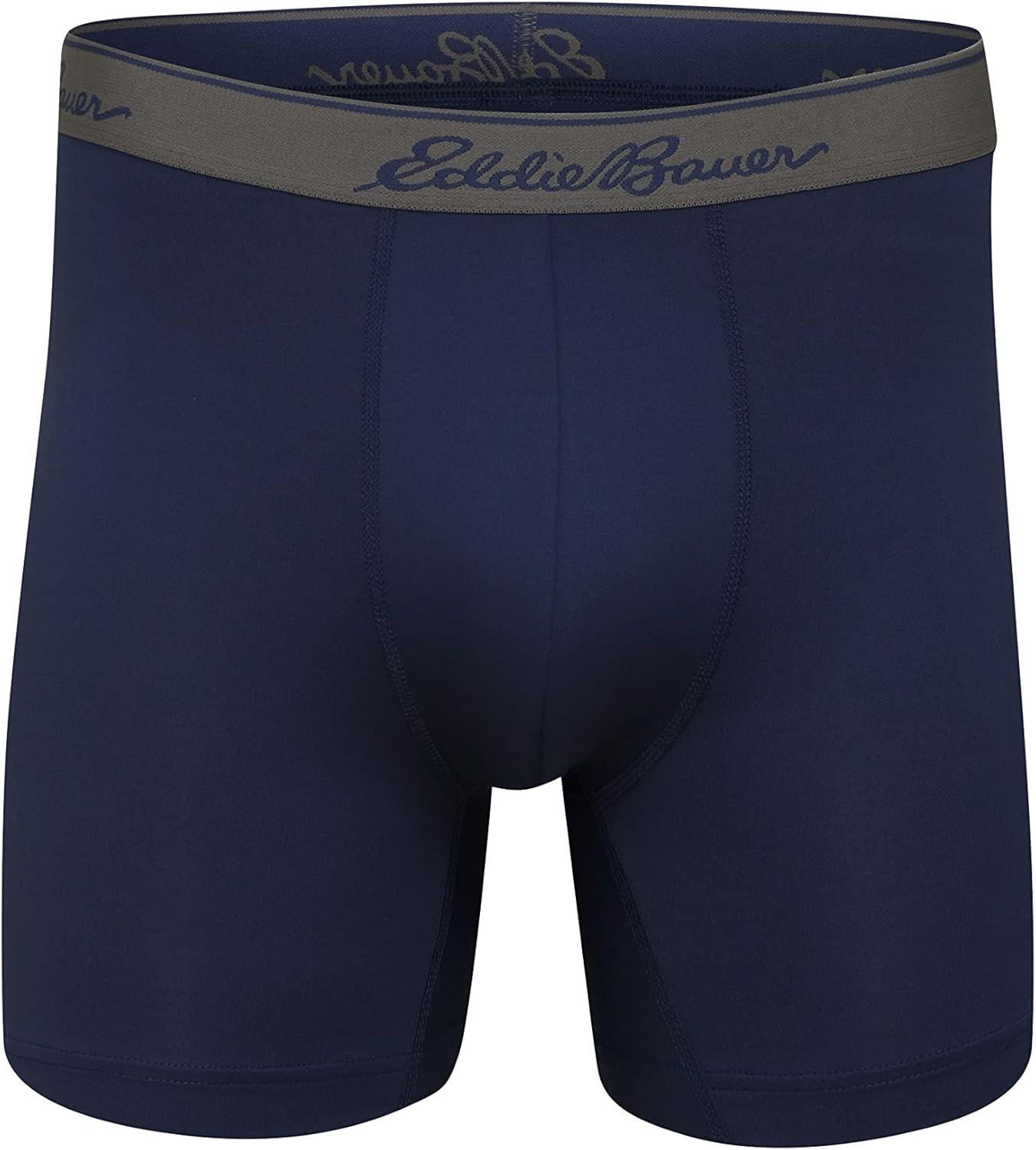 imageEddie Bauer Mens 5quot No Fly Performance Boxer Brief Underwear 3 Pack Or 4 PackBrushed BlackDust IndigoLimeadeDk Loden