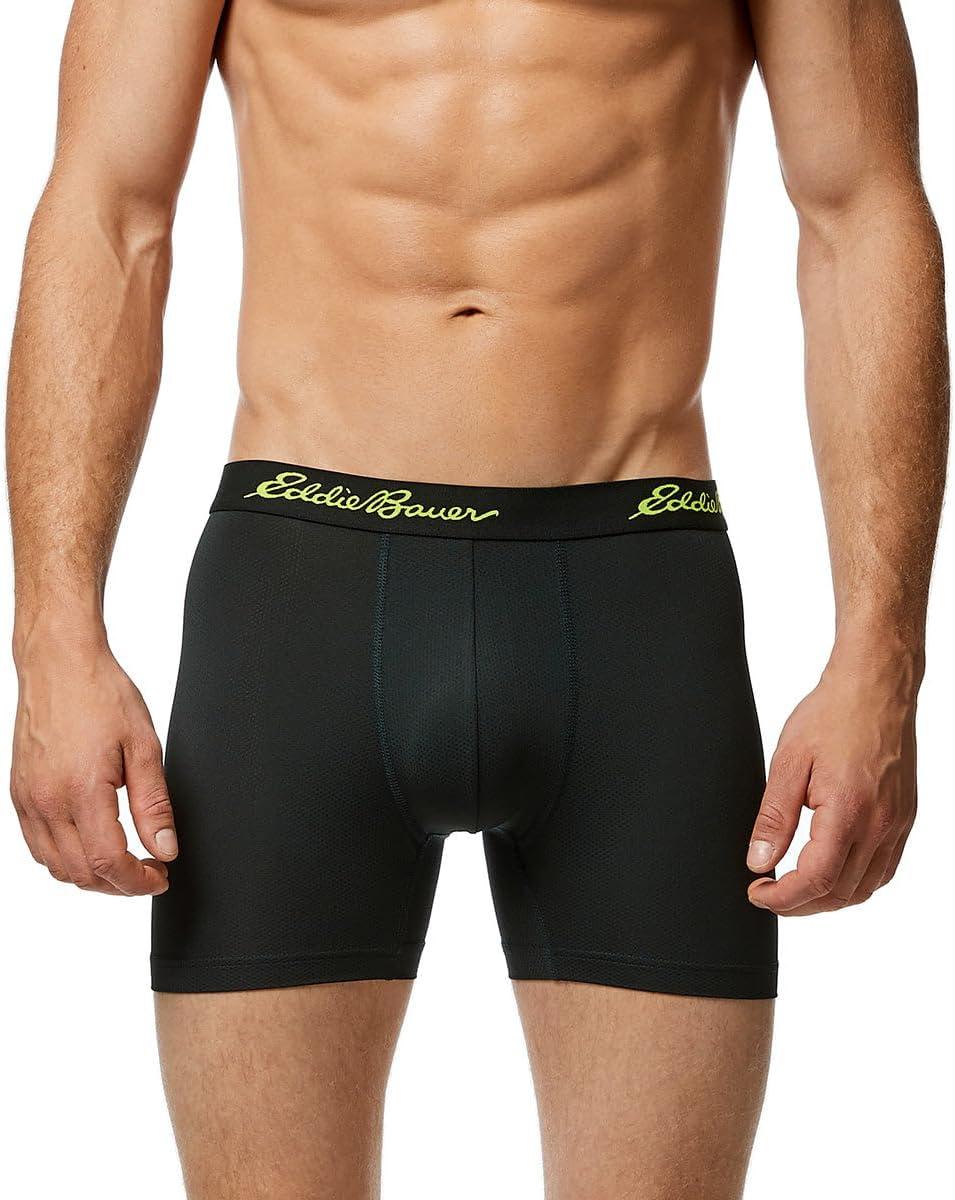 imageEddie Bauer Mens 5quot No Fly Performance Boxer Brief Underwear 3 Pack Or 4 PackBrushed BlackDust IndigoLimeadeDk Loden
