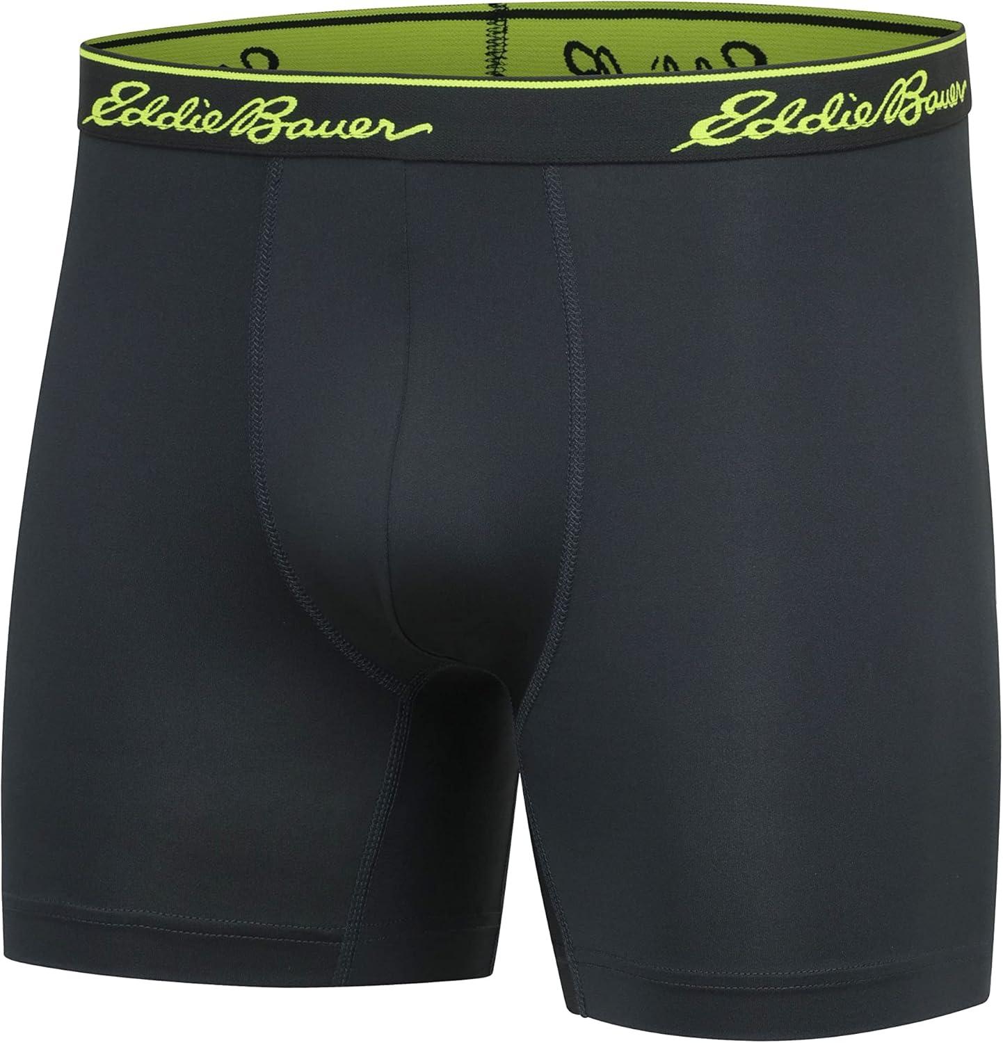 imageEddie Bauer Mens 5quot No Fly Performance Boxer Brief Underwear 3 Pack Or 4 PackBrushed BlackIndigoLimeadeAscent Blue