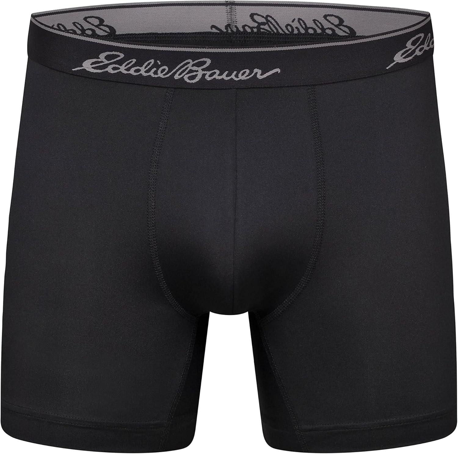 imageEddie Bauer Mens 5quot No Fly Performance Boxer Brief Underwear 3 Pack Or 4 PackBrushed BlackSteelPigment