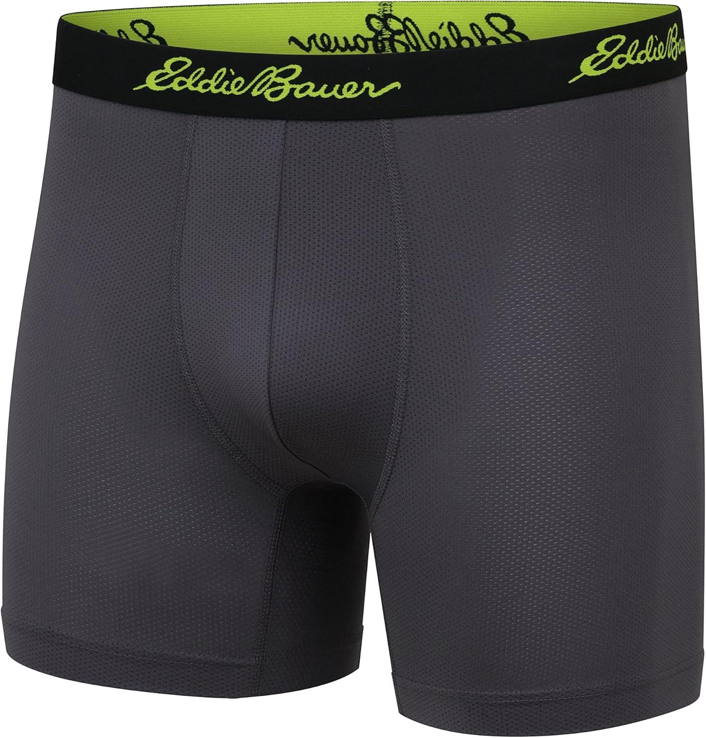 imageEddie Bauer Mens 5quot No Fly Performance Boxer Brief Underwear 3 Pack Or 4 PackMesh Ash GreyCinderDark LodenIndigo