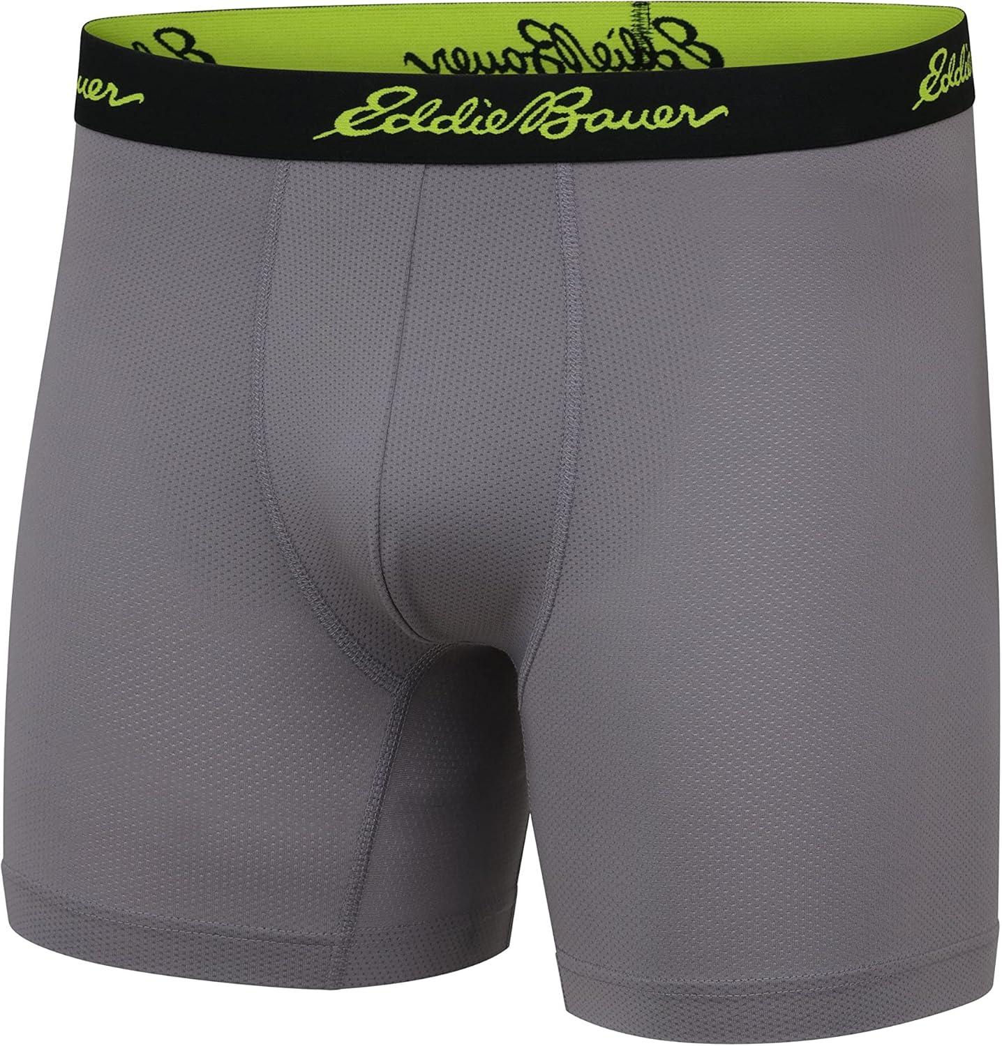imageEddie Bauer Mens 5quot No Fly Performance Boxer Brief Underwear 3 Pack Or 4 PackMesh Ash GreyCinderDark LodenIndigo