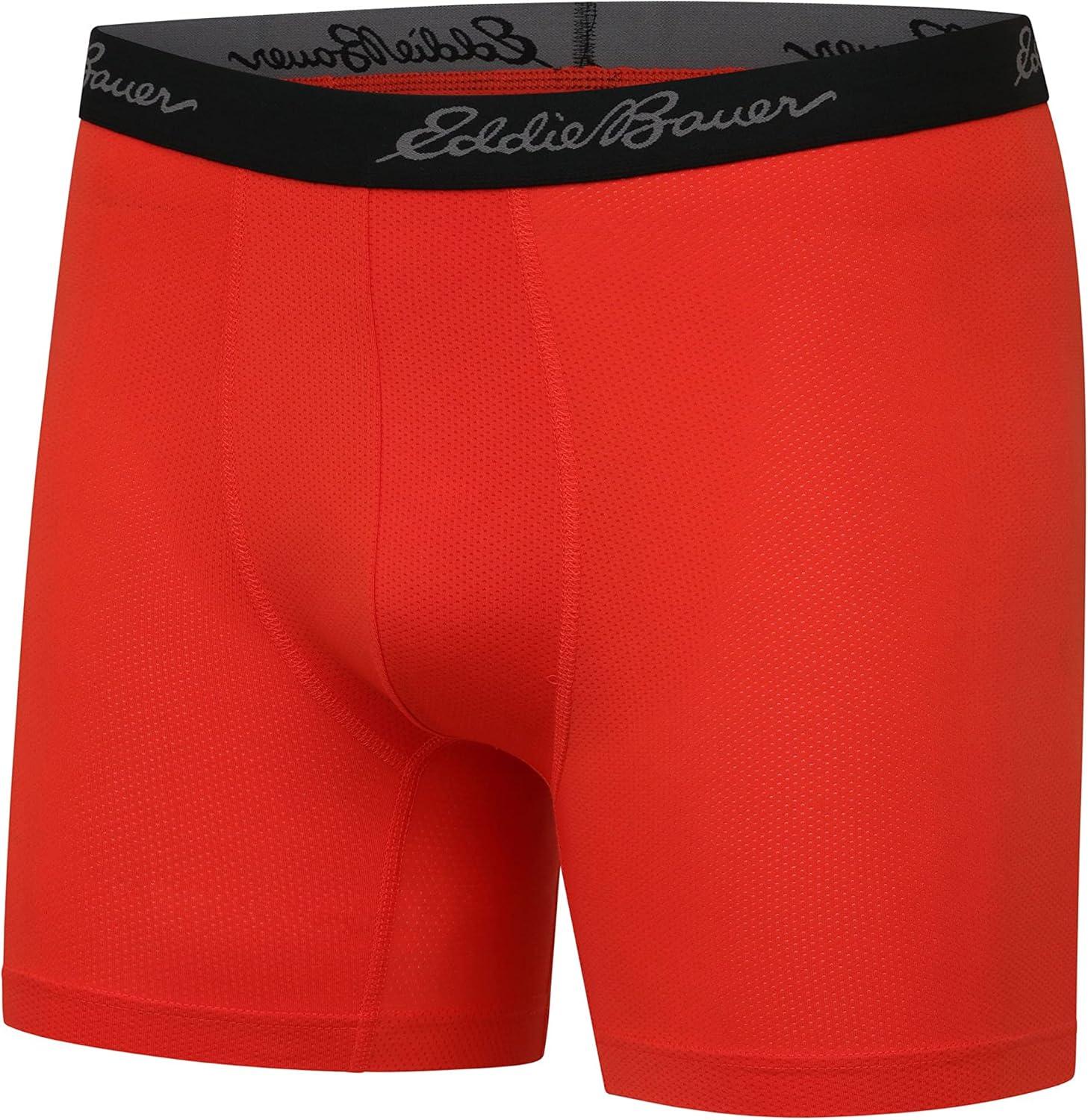 imageEddie Bauer Mens 5quot No Fly Performance Boxer Brief Underwear 3 Pack Or 4 PackMesh BlackPimento RedAscent BlueCinder